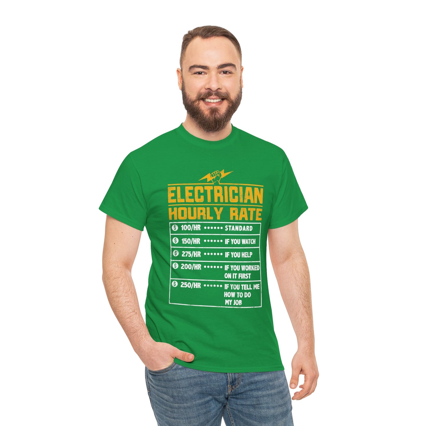 Funny Electrician Hourly Rate gifts for Electrician Unisex Heavy Cotton Tee