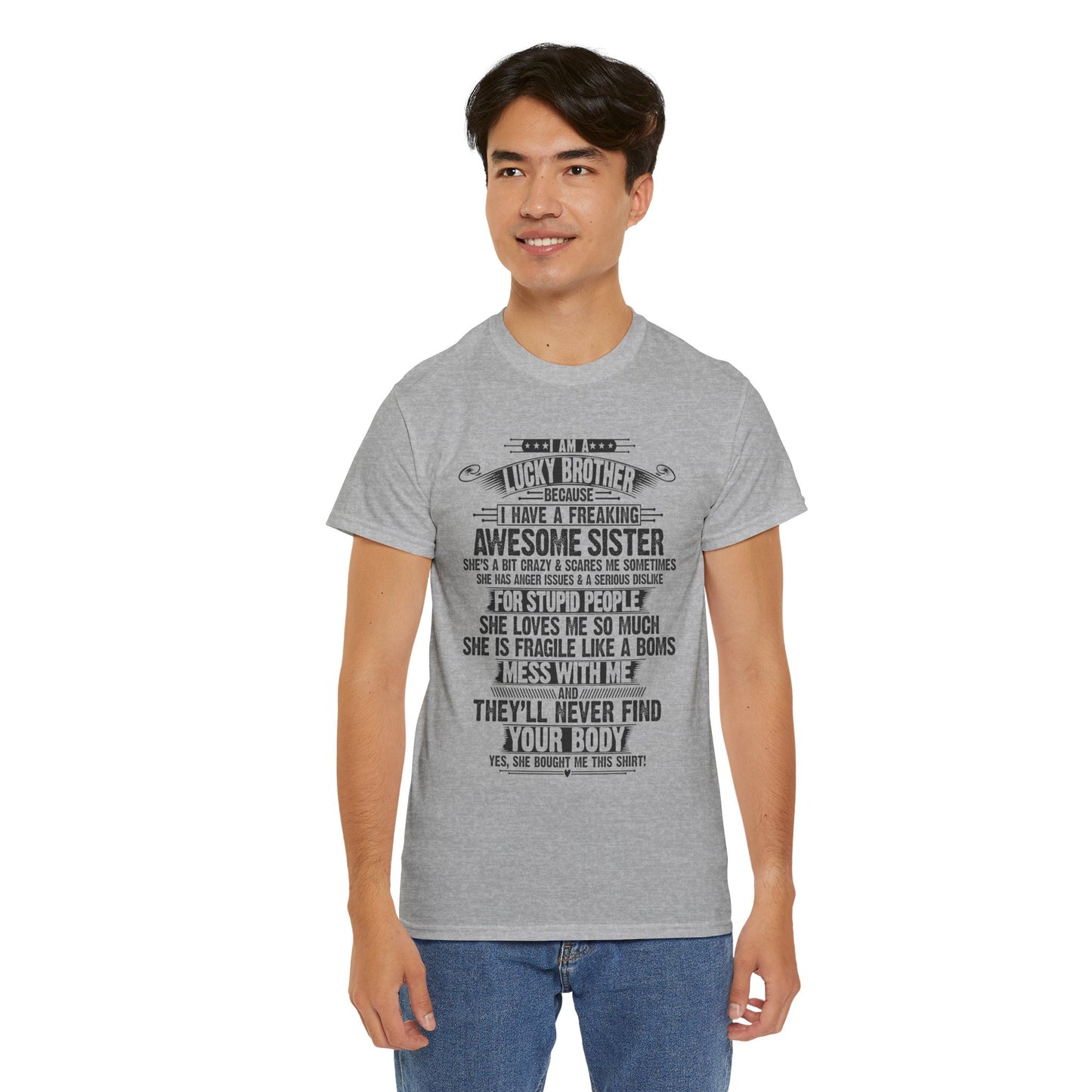 I Am A Lucky Brother Christmas Gift For Brother From Sister T-Shirt