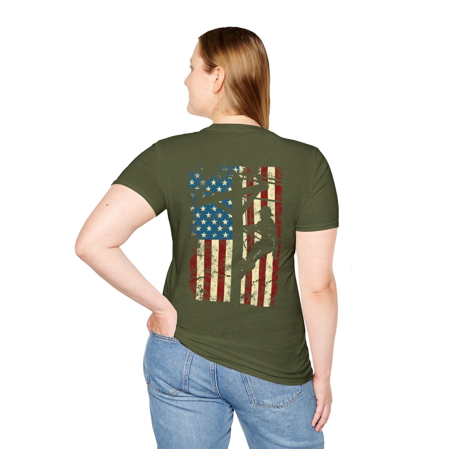 Electric Cable Lineman Distressed Patriotic American Flag Gift
