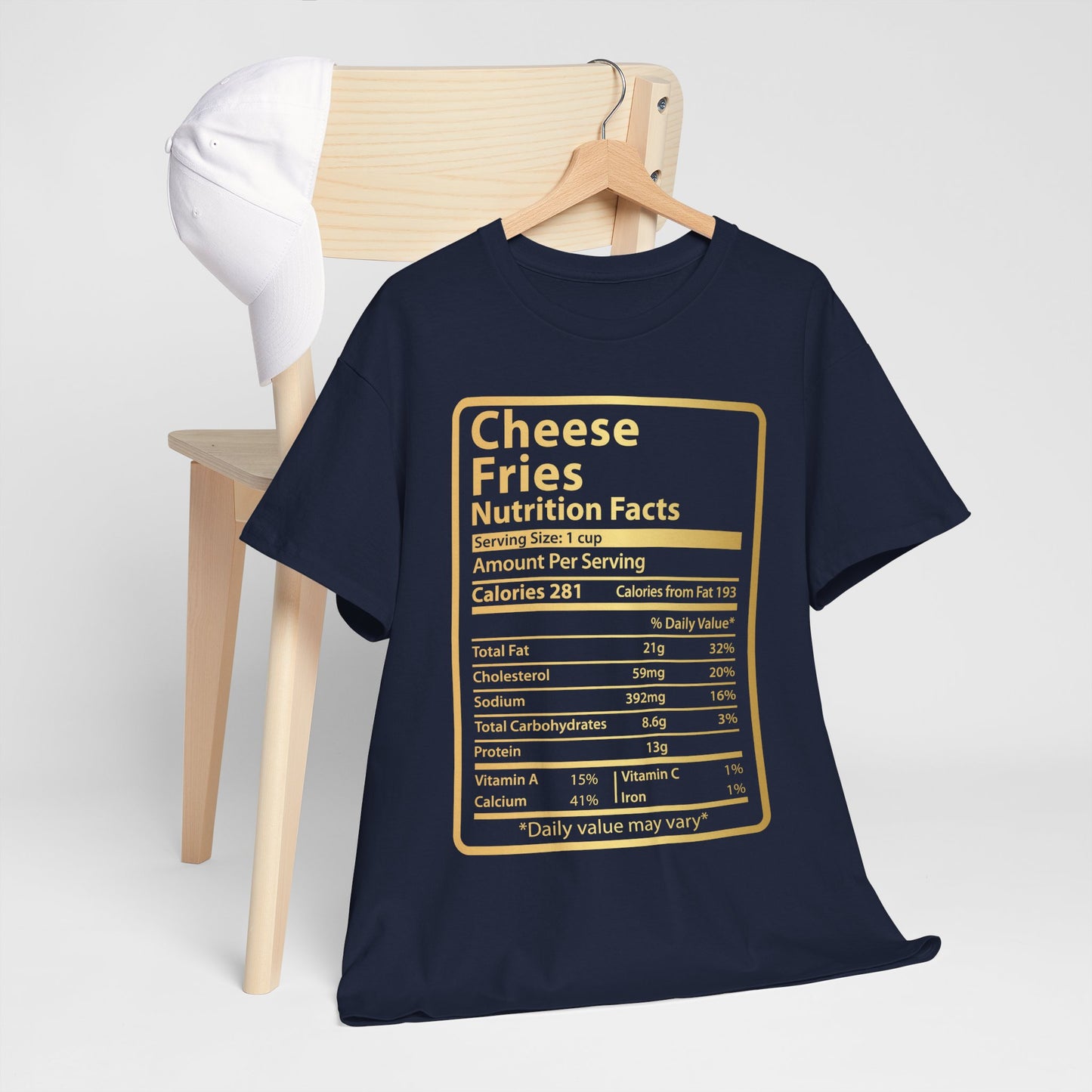 Cheese Fries Funny Nutrition Facts for Thanksgiving Christmas