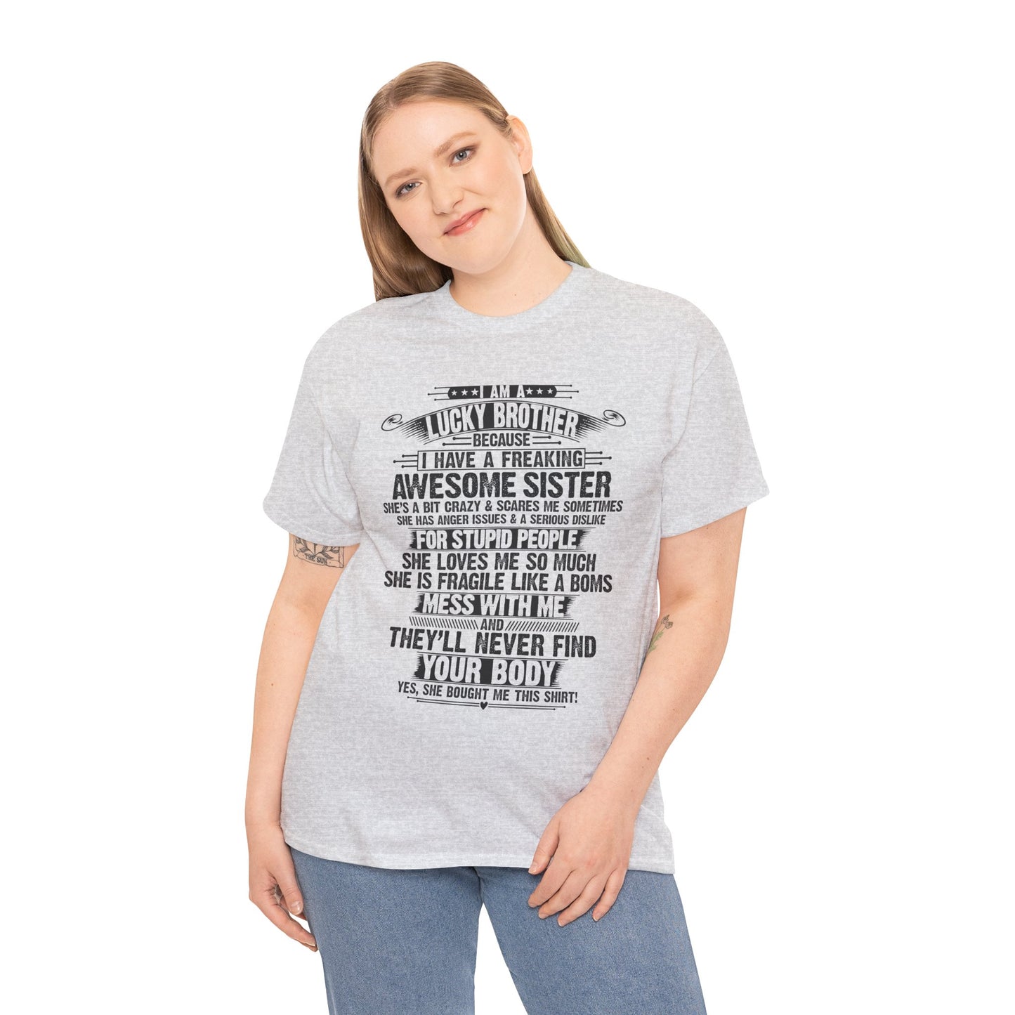 I Am A Lucky Brother Christmas Gift For Brother From Sister T-Shirt