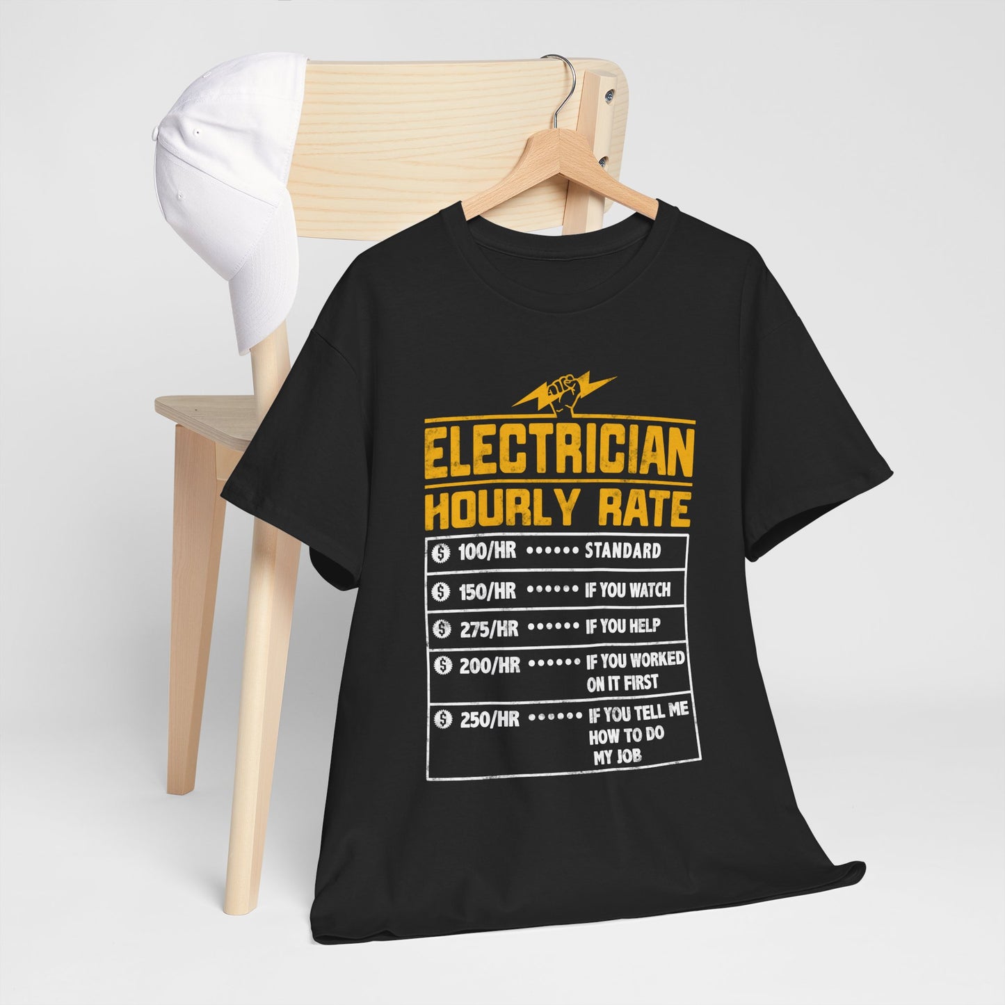 Funny Electrician Hourly Rate gifts for Electrician Unisex Heavy Cotton Tee