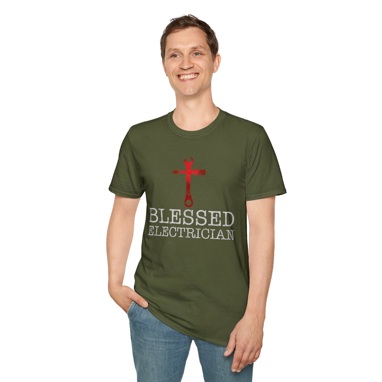 Blessed Electrician gift for Christian Electrician Unisex Softstyle T-Shirt