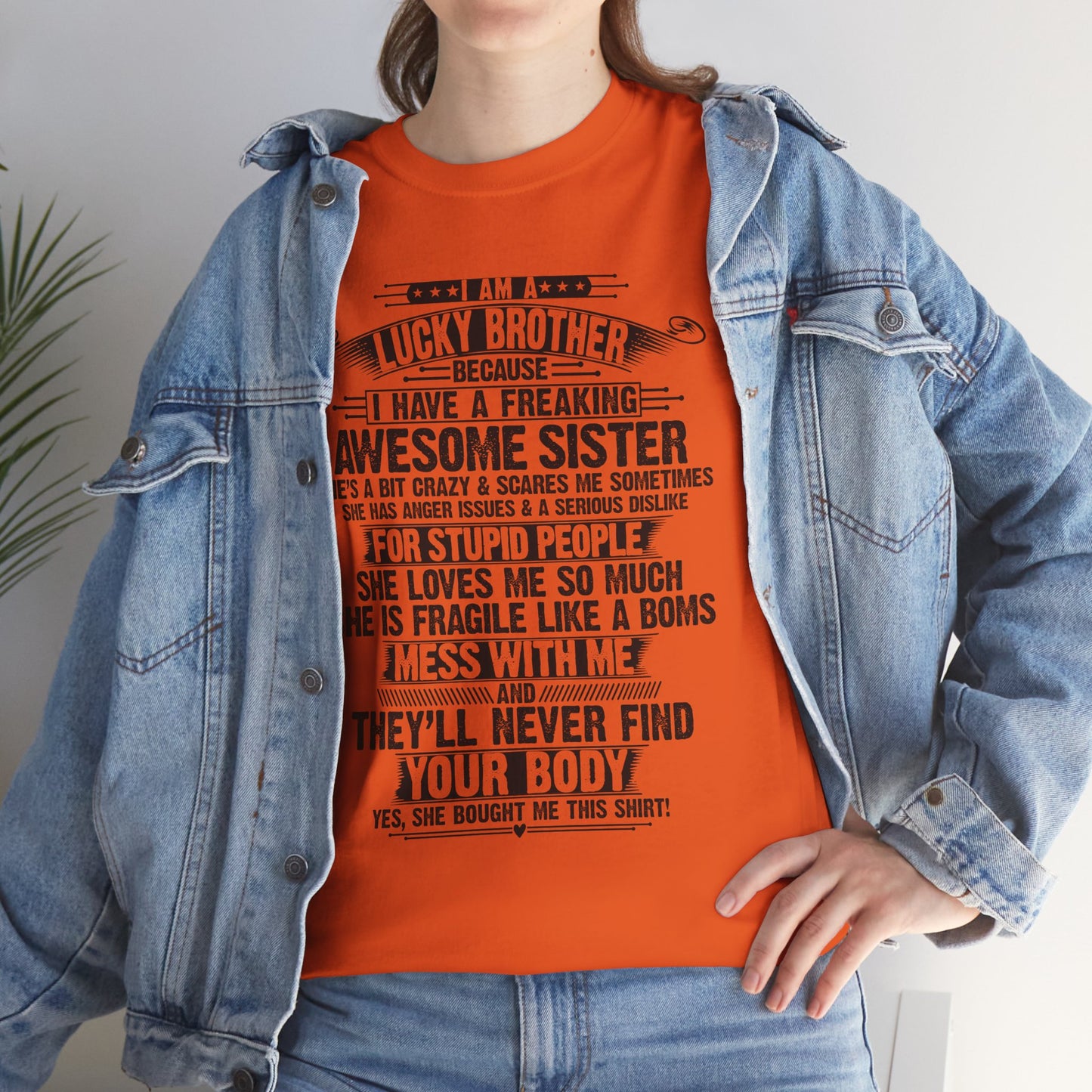 I Am A Lucky Brother Christmas Gift For Brother From Sister T-Shirt