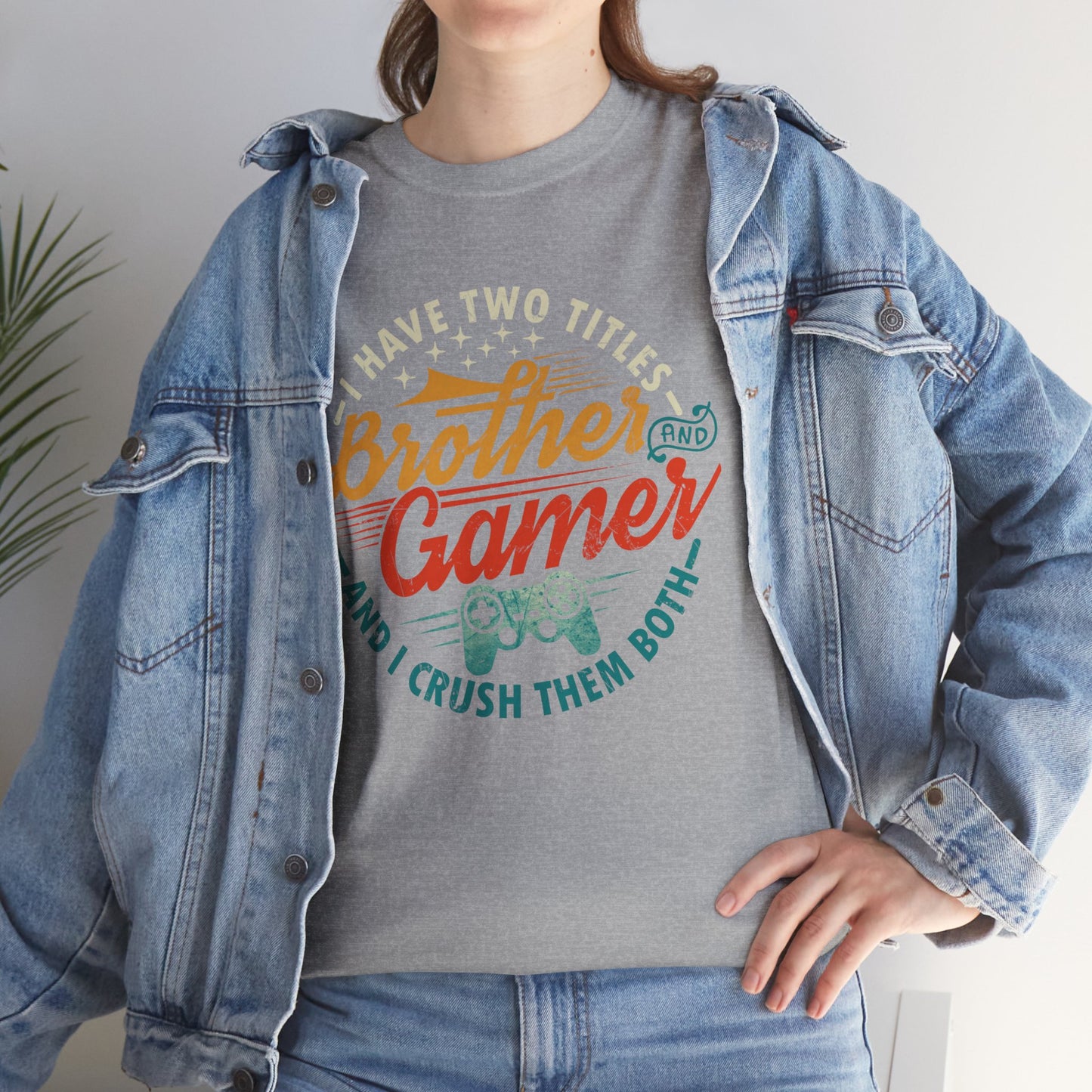 Funny Gamer Vintage Unisex Tee - I Have Two Titles Brother and Gamer Gift