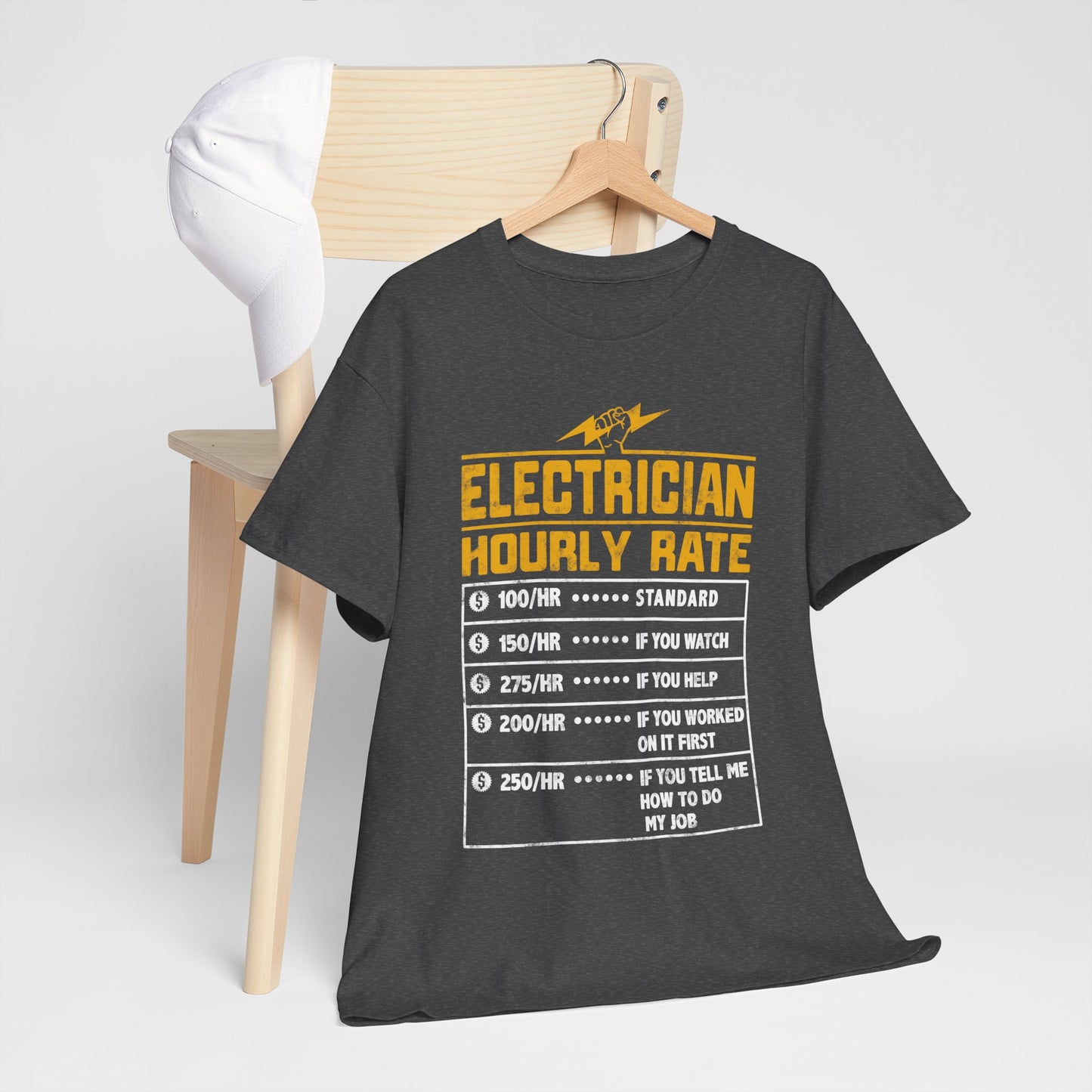 Funny Electrician Hourly Rate gifts for Electrician Unisex Heavy Cotton Tee