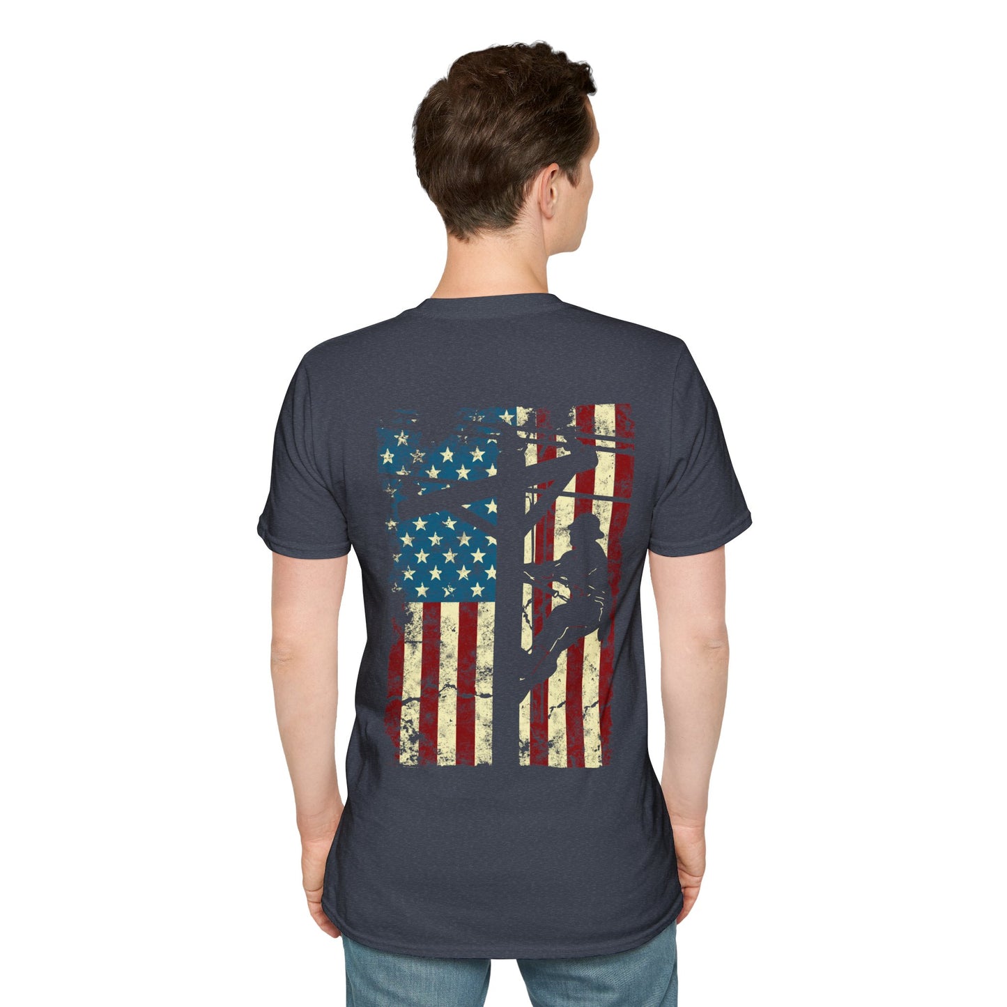 Electric Cable Lineman Distressed Patriotic American Flag Gift