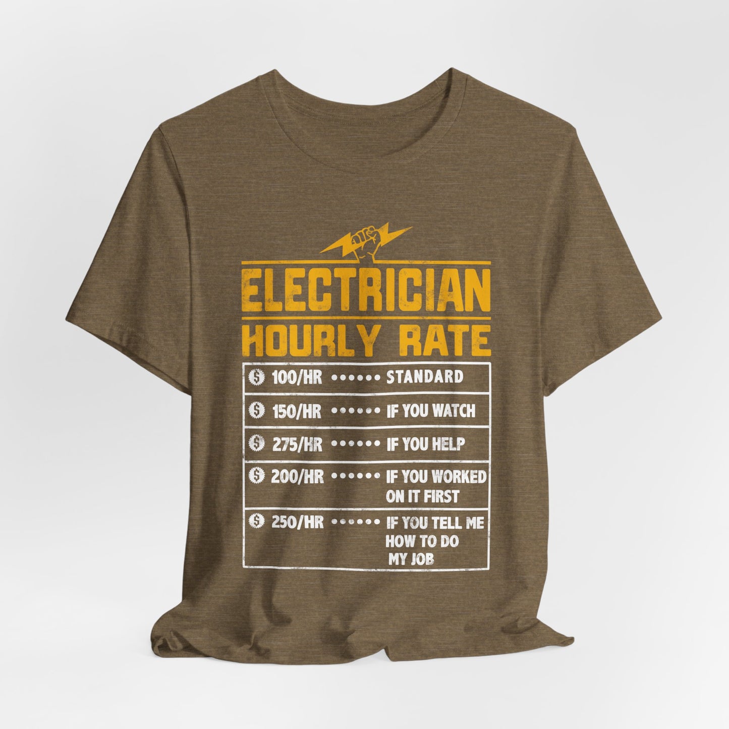 Funny Electrician Hourly Rate Gifts for Electrician Unisex Jersey Short Sleeve Tee