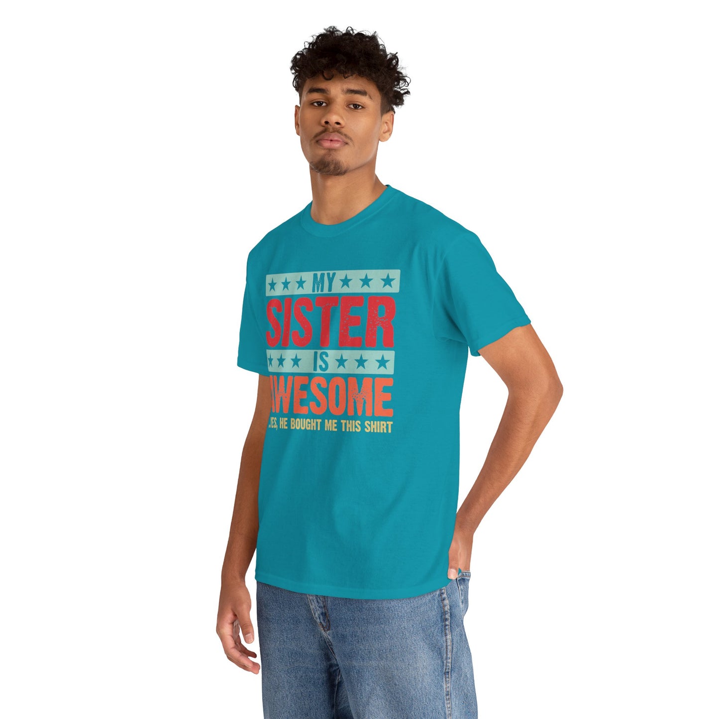 Retro Style My Sister is Awesome Funny Sister Lovers Brother Gift T-Shirt