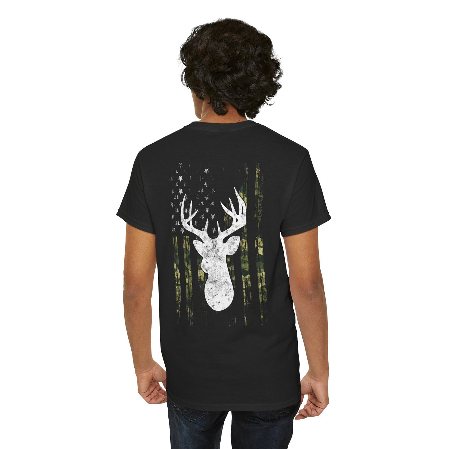 Camouflage USA Flag Whitetail Buck Tee