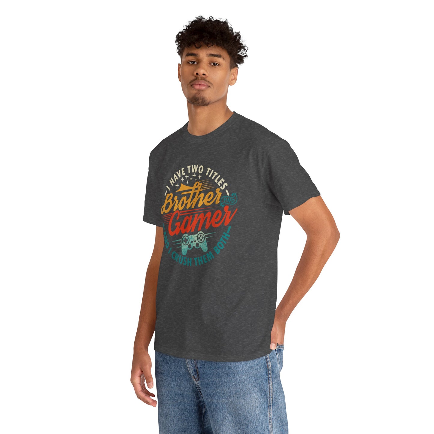 Funny Gamer Vintage Unisex Tee - I Have Two Titles Brother and Gamer Gift