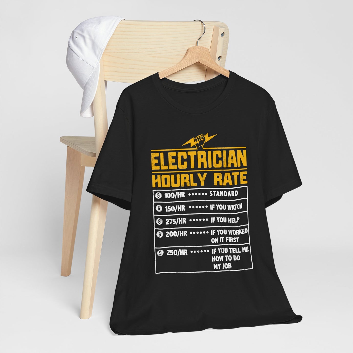 Funny Electrician Hourly Rate Gifts for Electrician Unisex Jersey Short Sleeve Tee