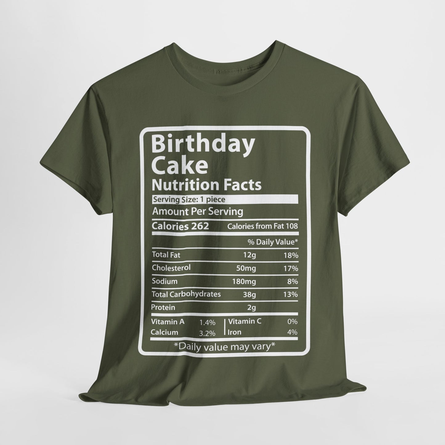 Birthday Cake Funny Nutrition Facts Mens Tee Shirt