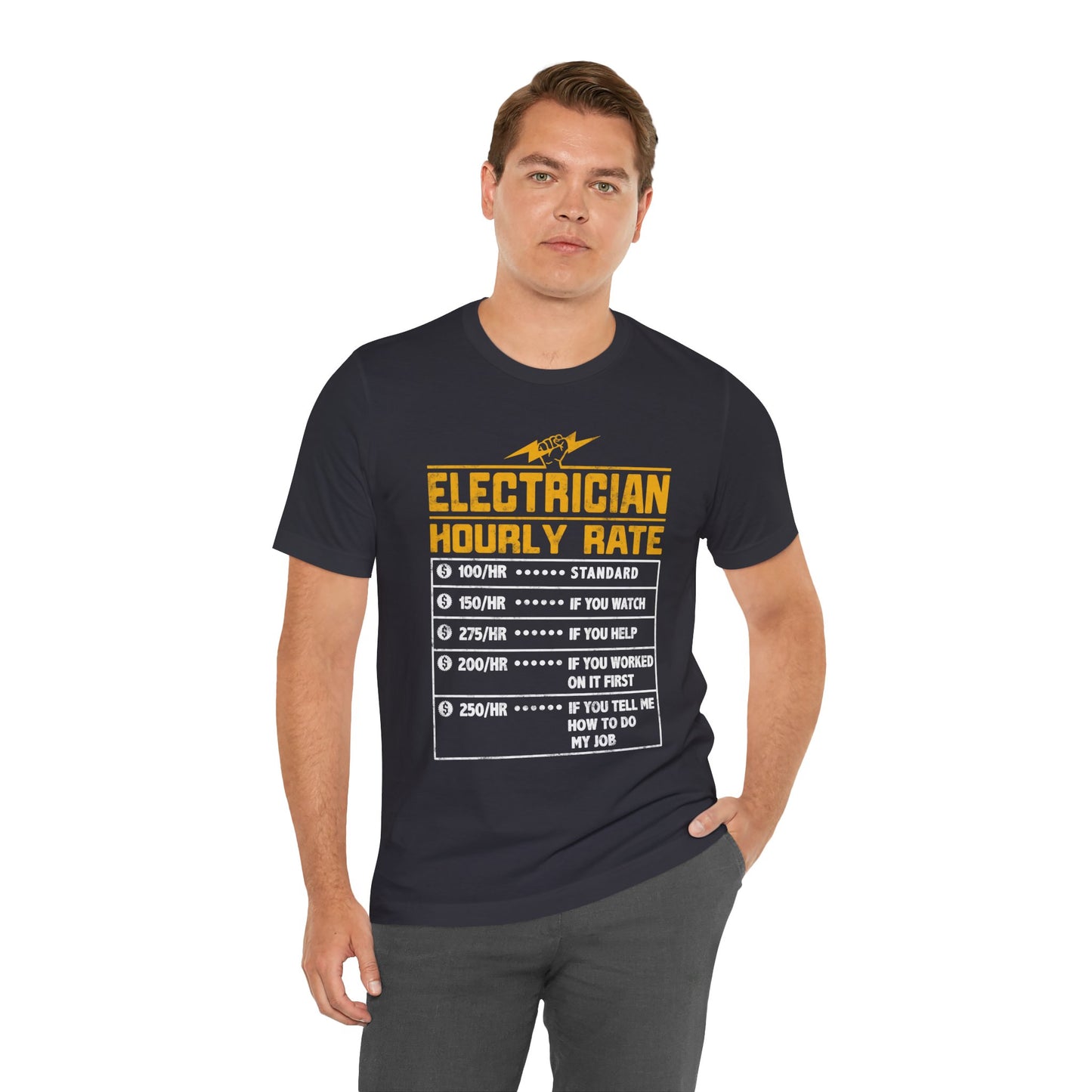 Funny Electrician Hourly Rate Gifts for Electrician Unisex Jersey Short Sleeve Tee