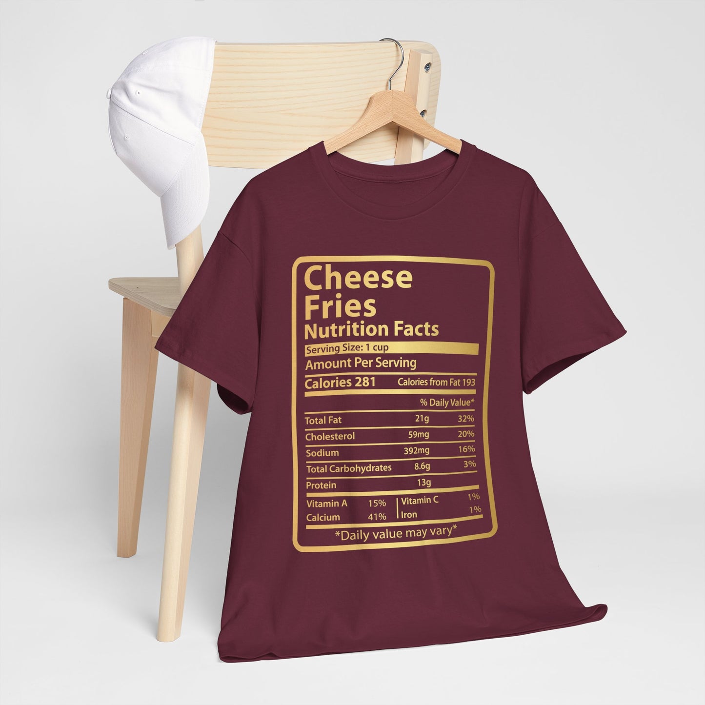 Cheese Fries Funny Nutrition Facts for Thanksgiving Christmas
