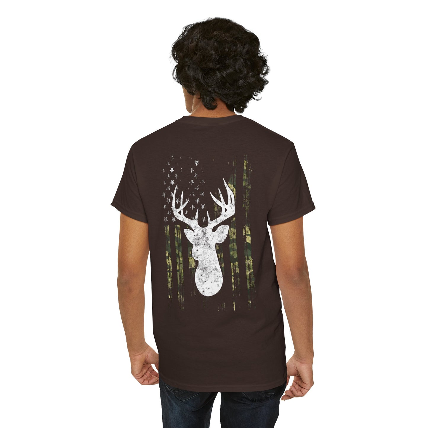 Camouflage USA Flag Whitetail Buck Tee