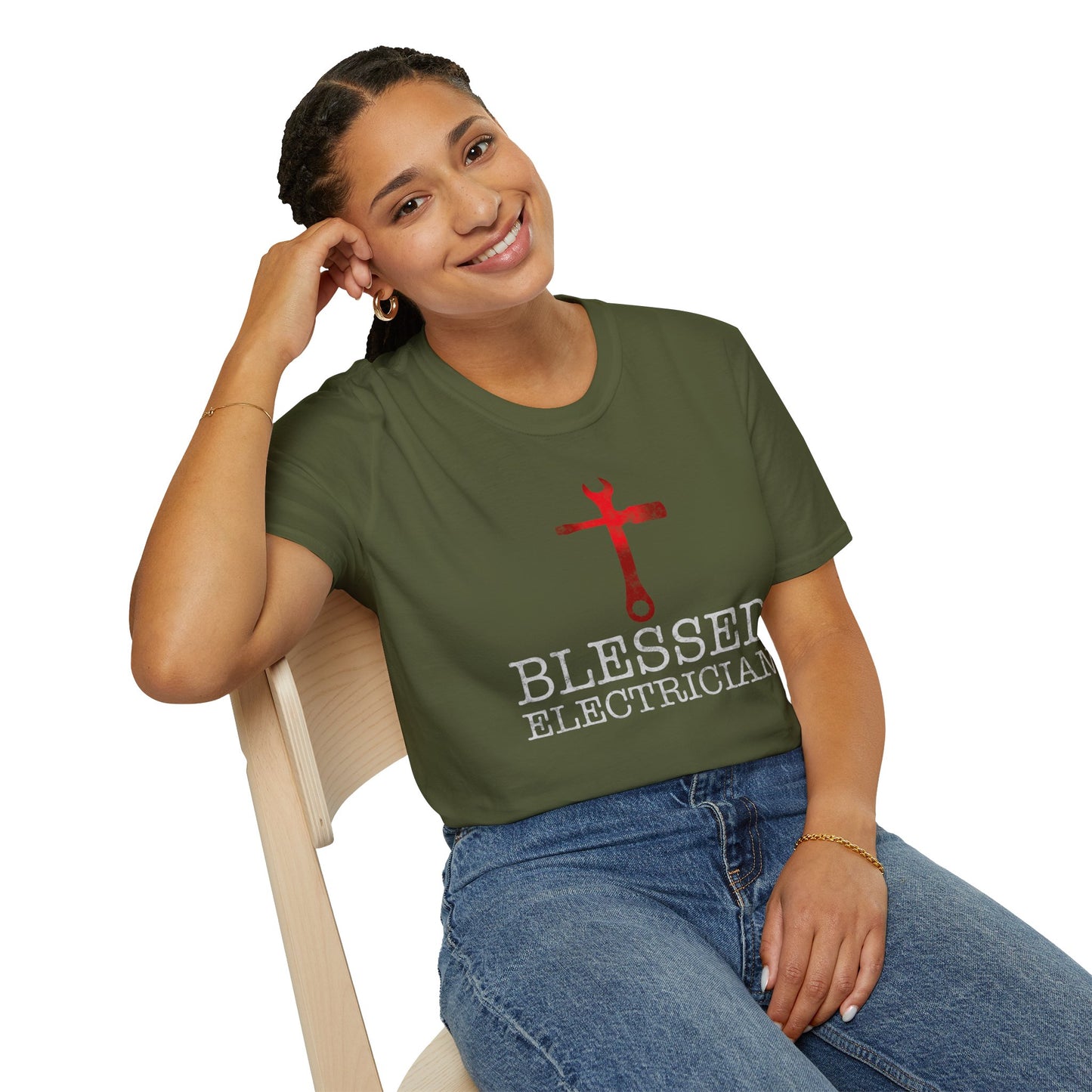 Blessed Electrician gift for Christian Electrician Unisex Softstyle T-Shirt