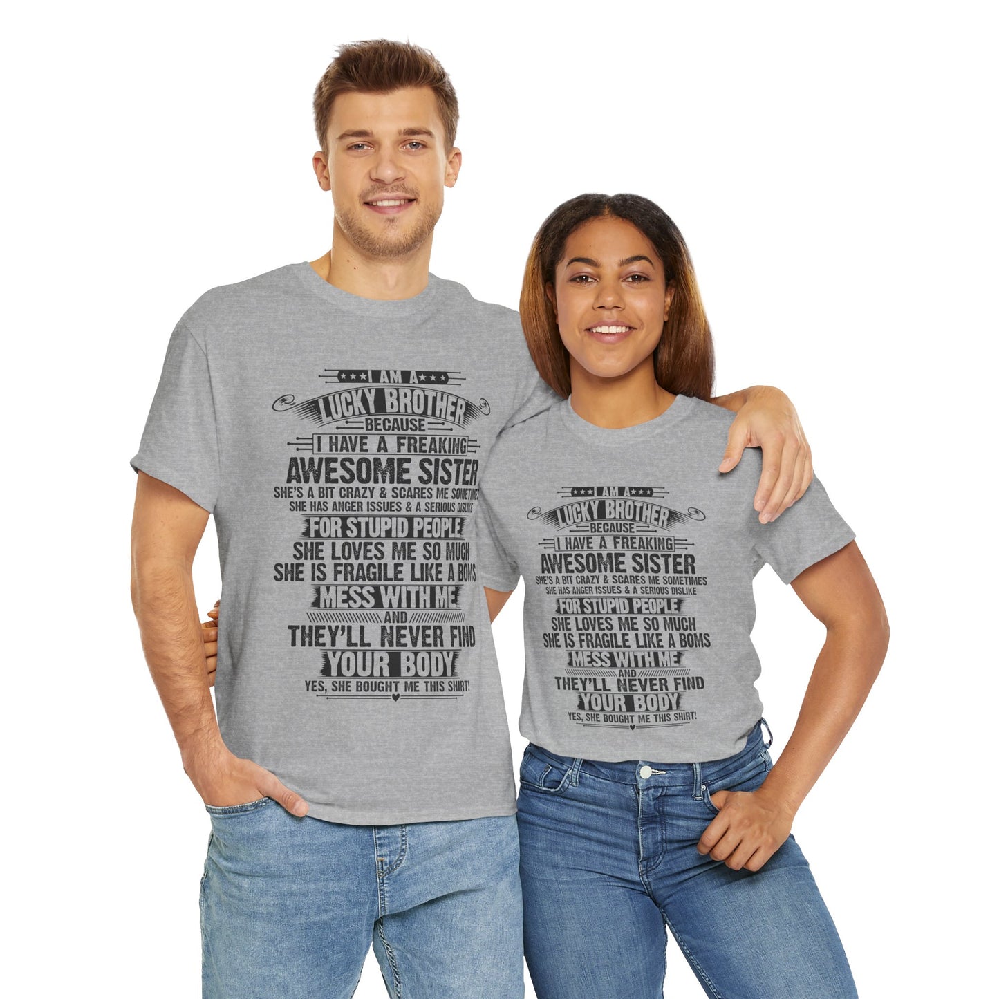 I Am A Lucky Brother Christmas Gift For Brother From Sister T-Shirt