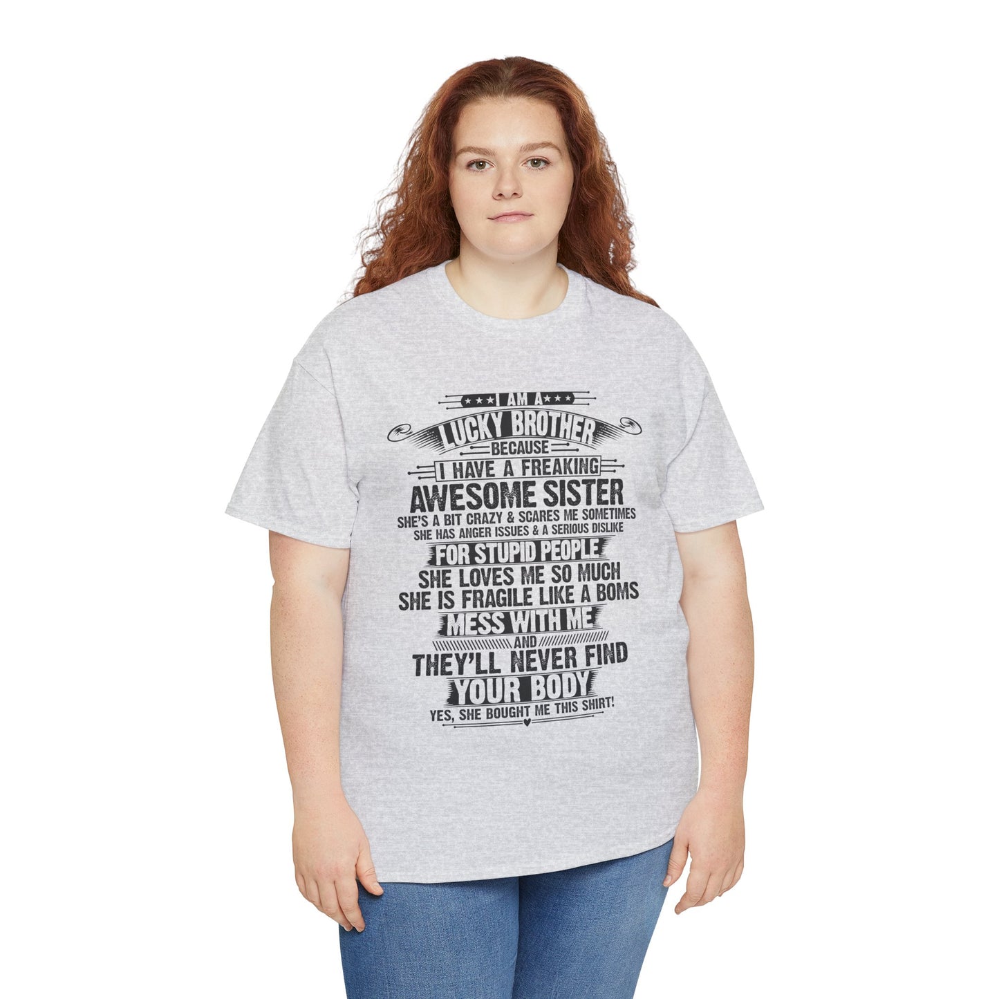 I Am A Lucky Brother Christmas Gift For Brother From Sister T-Shirt