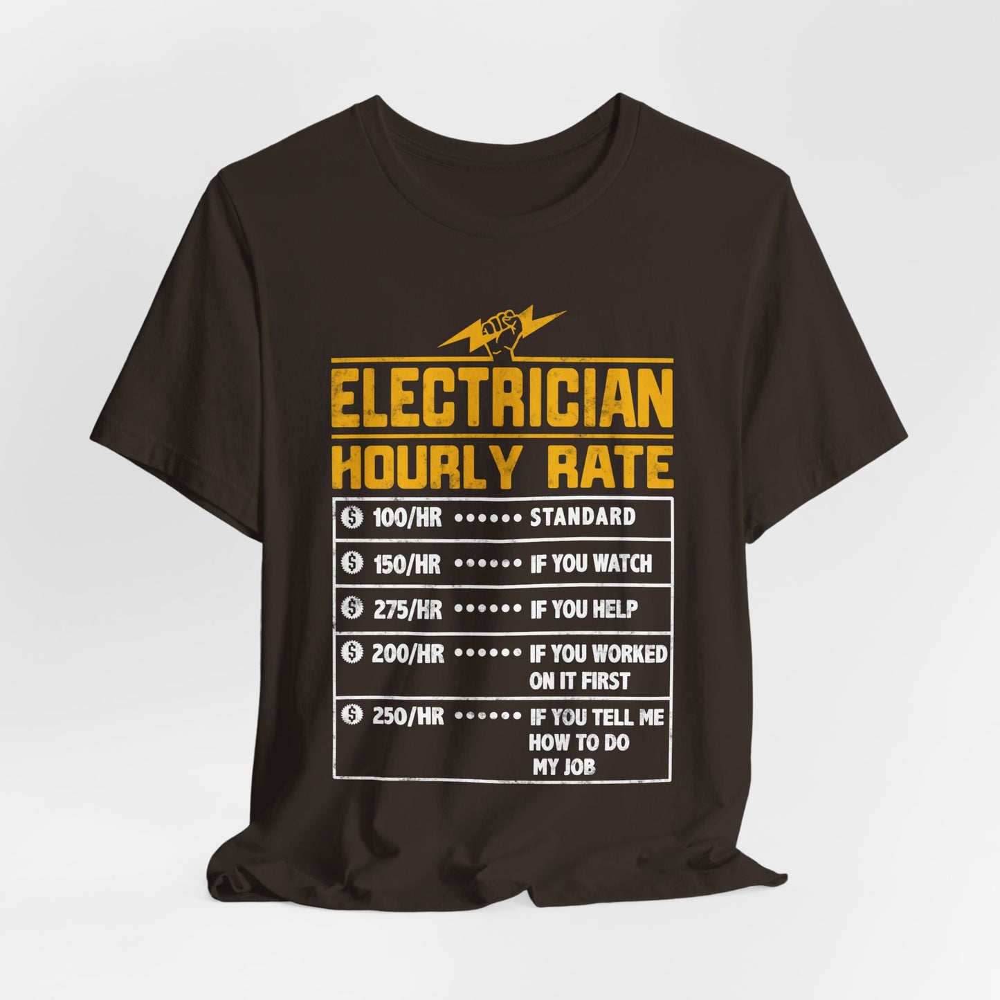 Funny Electrician Hourly Rate Gifts for Electrician Unisex Jersey Short Sleeve Tee