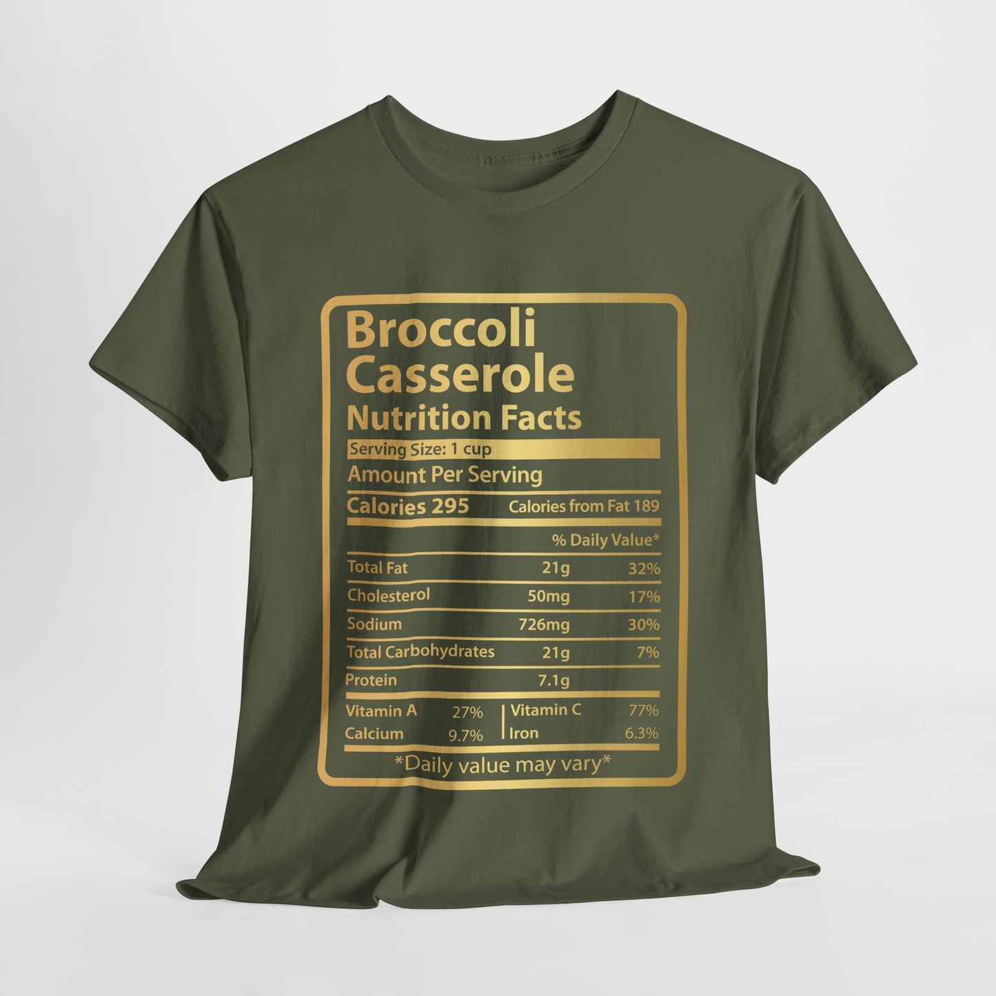 Funny Broccoli Casserole Nutrition Facts Gift Tee