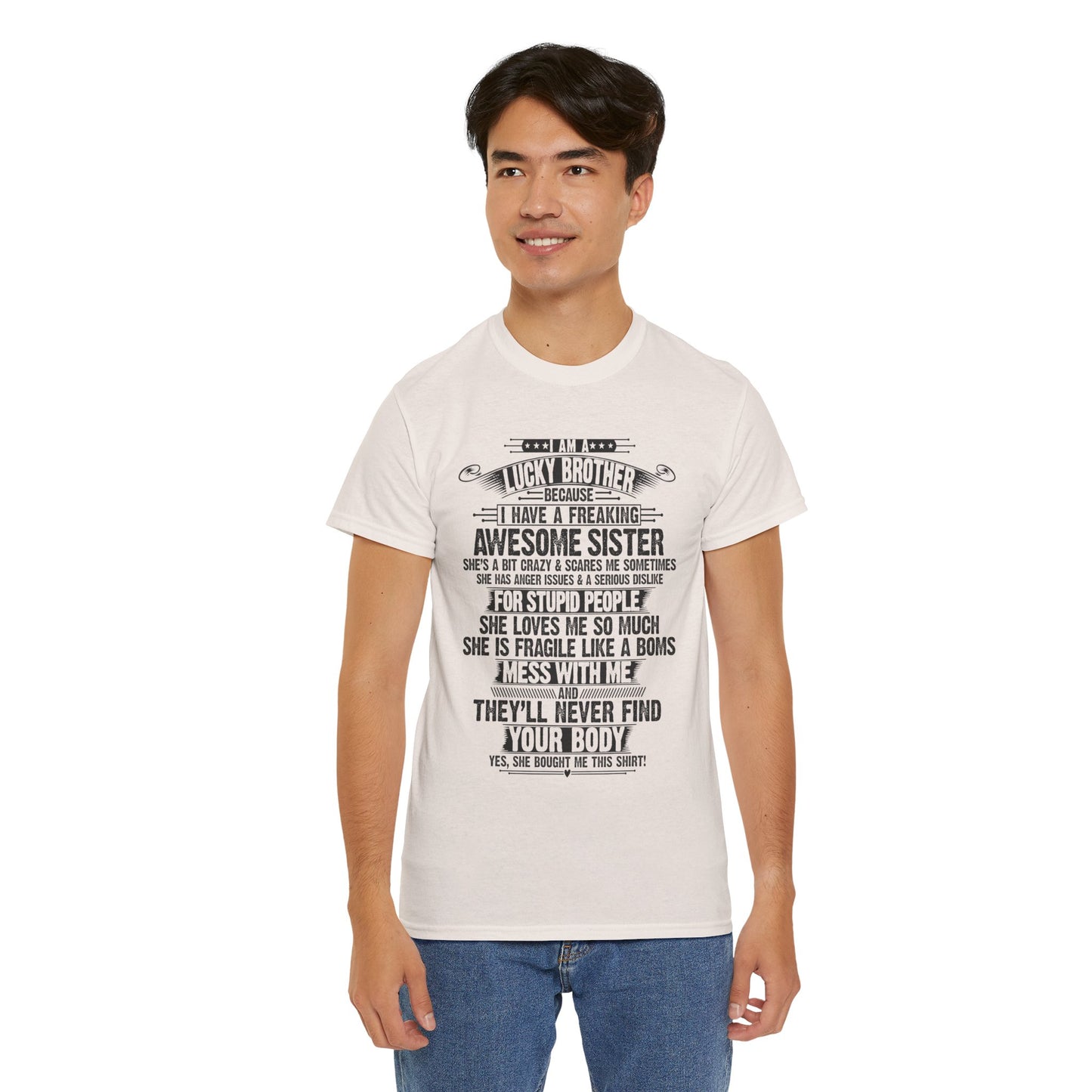I Am A Lucky Brother Christmas Gift For Brother From Sister T-Shirt