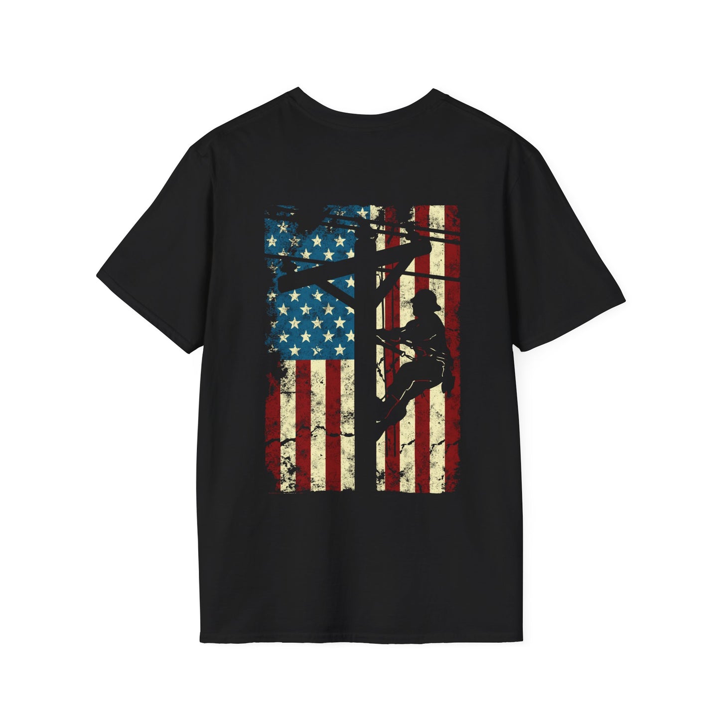 Electric Cable Lineman Distressed Patriotic American Flag Gift