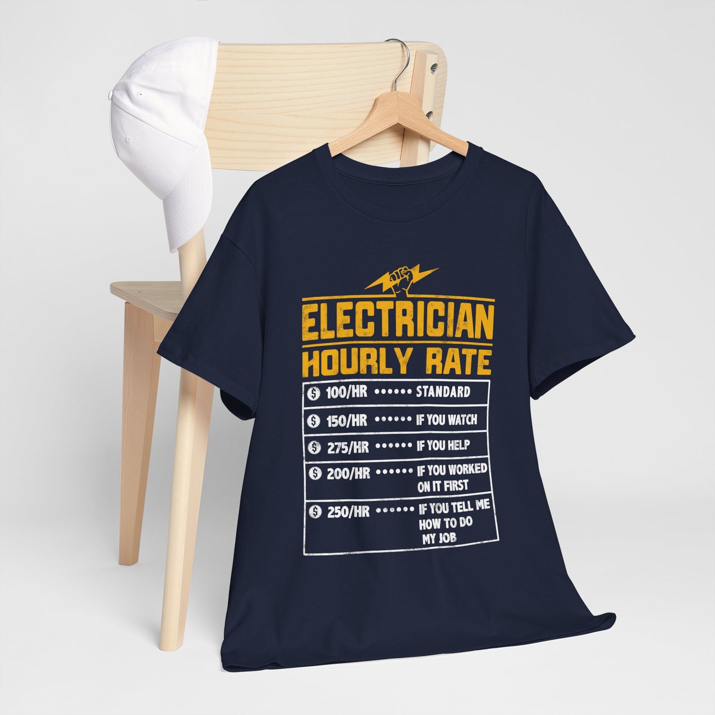 Funny Electrician Hourly Rate gifts for Electrician Unisex Heavy Cotton Tee