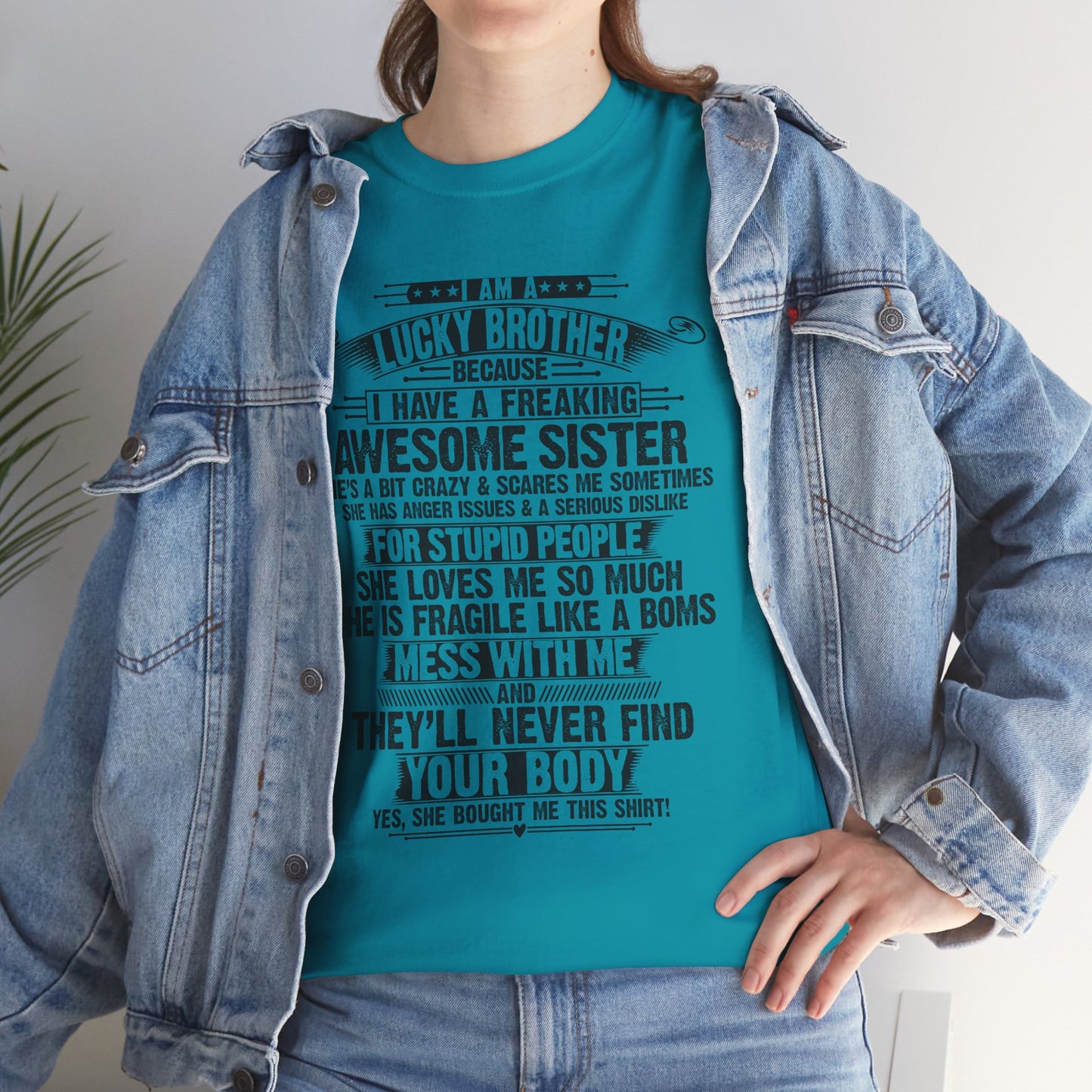 I Am A Lucky Brother Christmas Gift For Brother From Sister T-Shirt