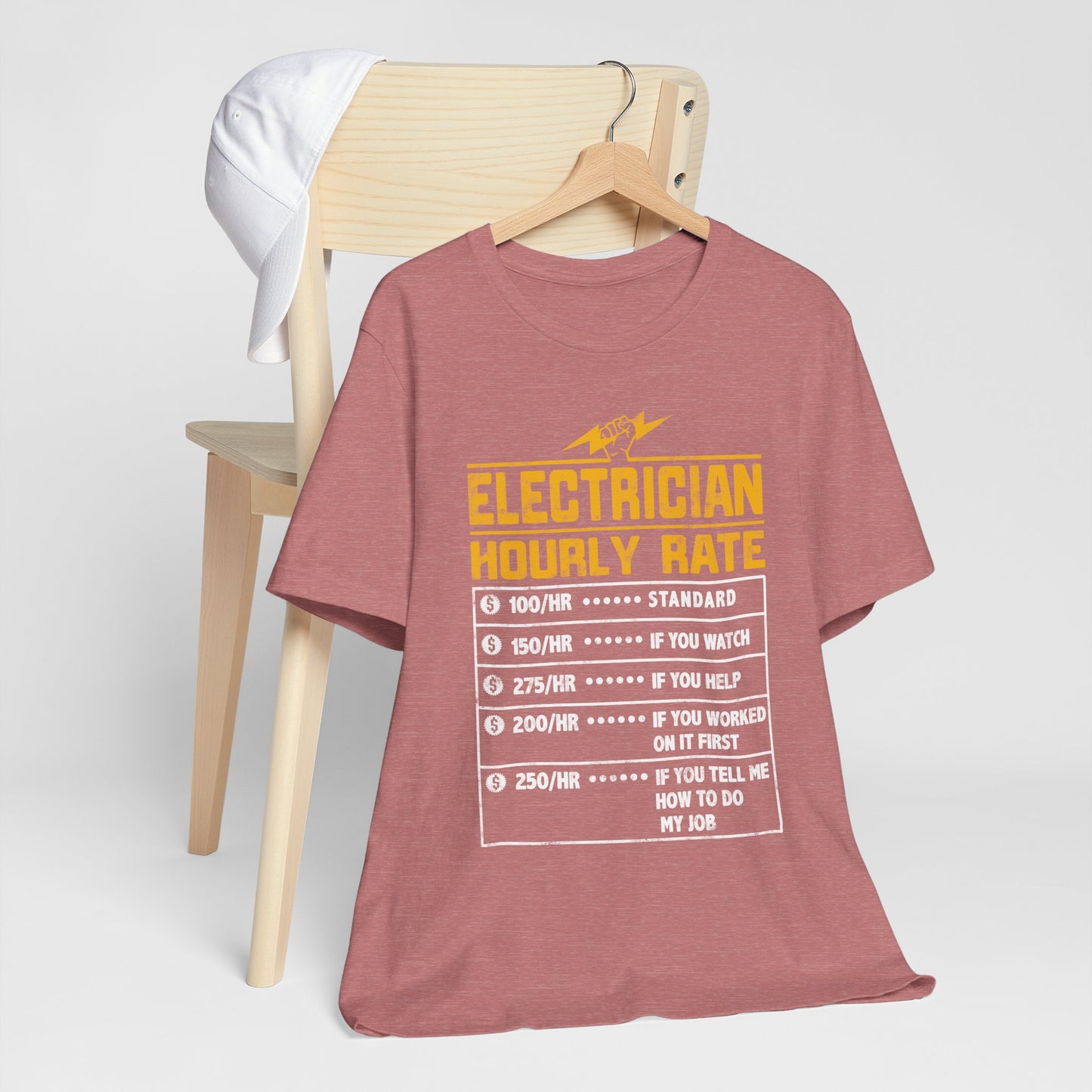 Funny Electrician Hourly Rate Gifts for Electrician Unisex Jersey Short Sleeve Tee