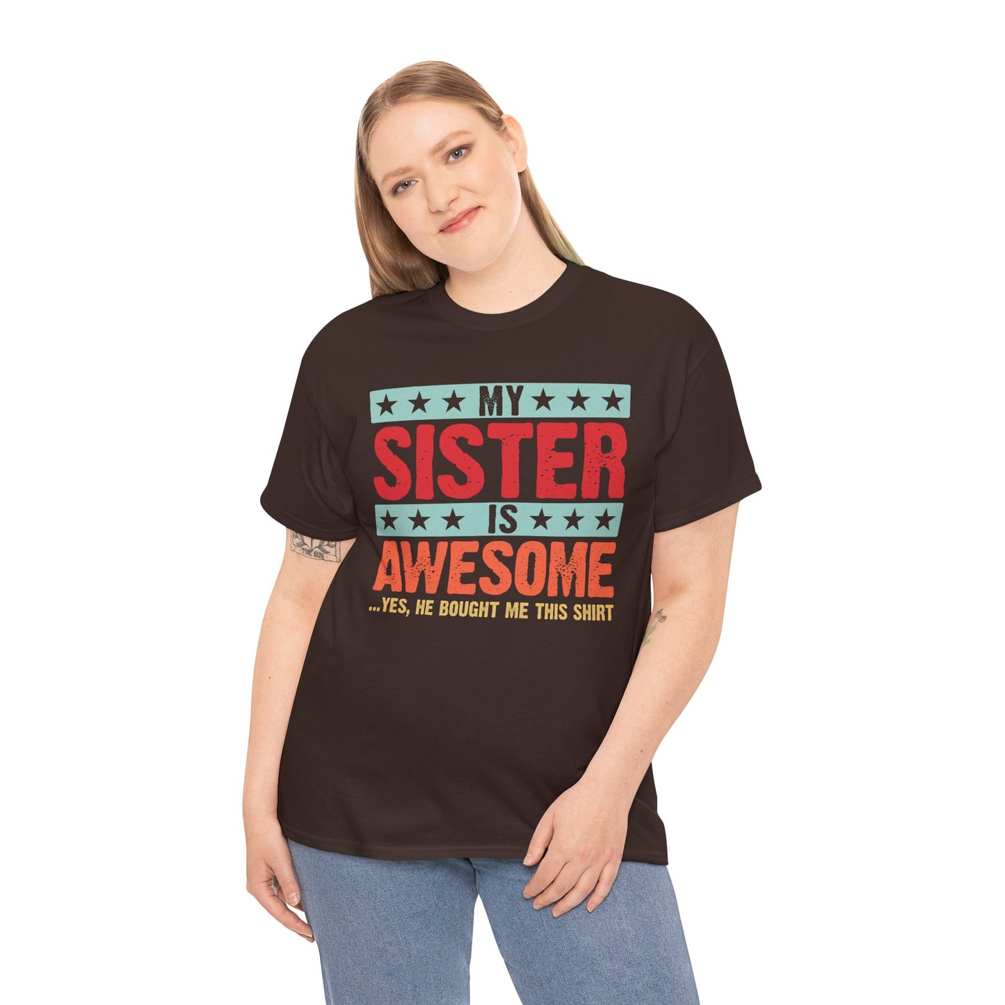 Retro Style My Sister is Awesome Funny Sister Lovers Brother Gift T-Shirt