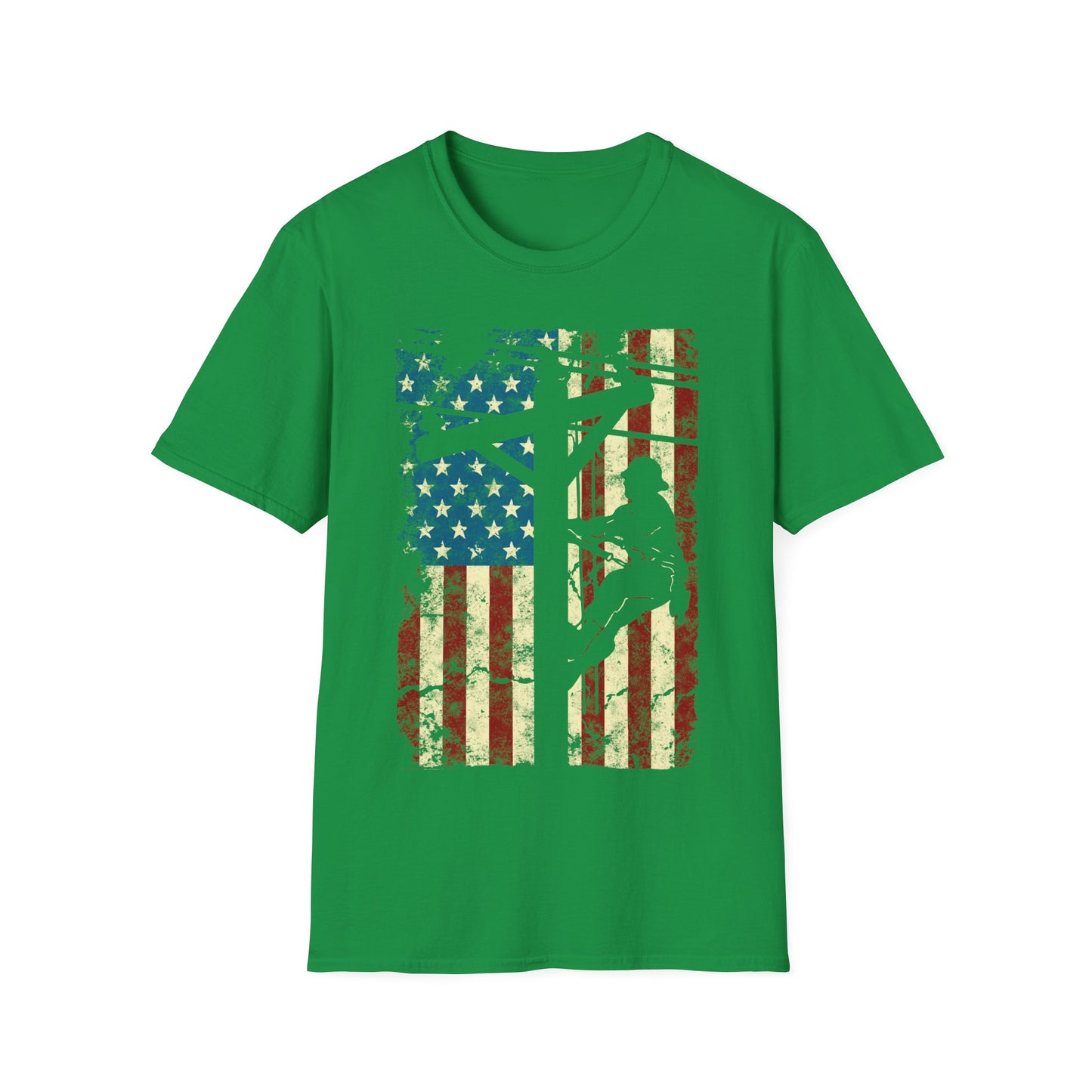American Flag Electric Cable Lineman Gift 4th of July