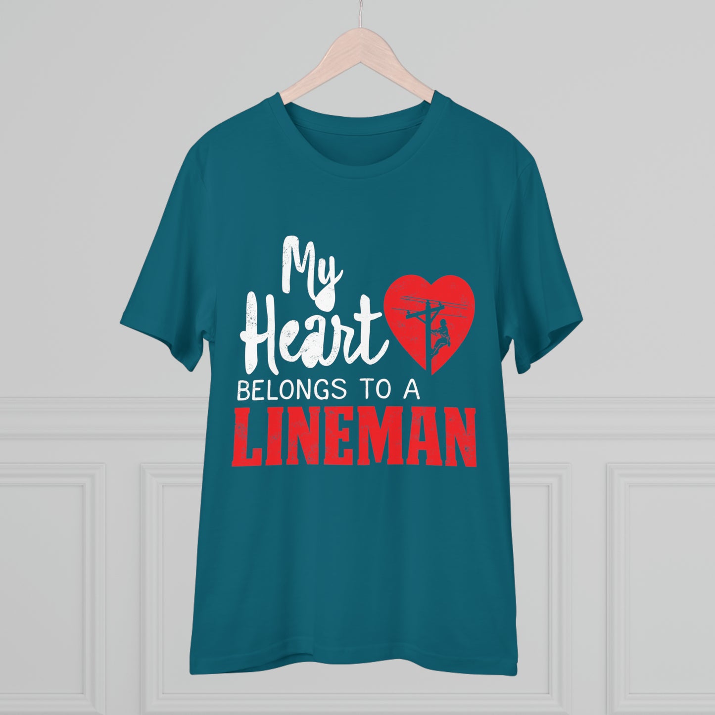 My Heart Belongs to a Electric Cable Lineman Organic Creator T-shirt - Unisex