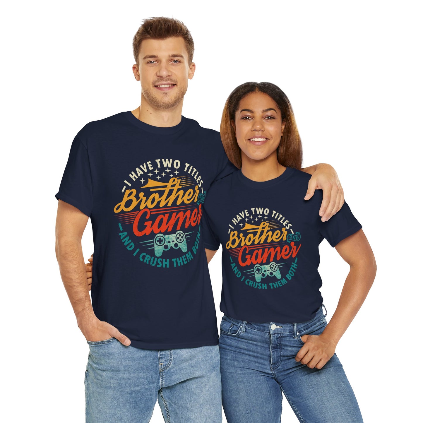 Funny Gamer Vintage Unisex Tee - I Have Two Titles Brother and Gamer Gift