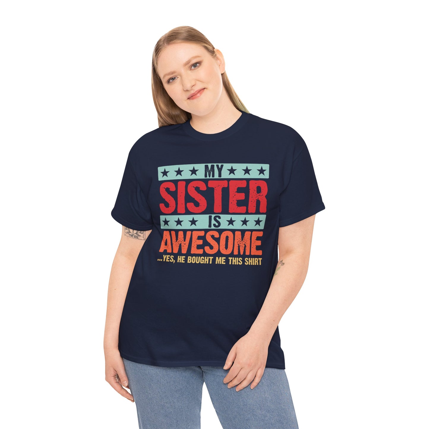 Retro Style My Sister is Awesome Funny Sister Lovers Brother Gift T-Shirt