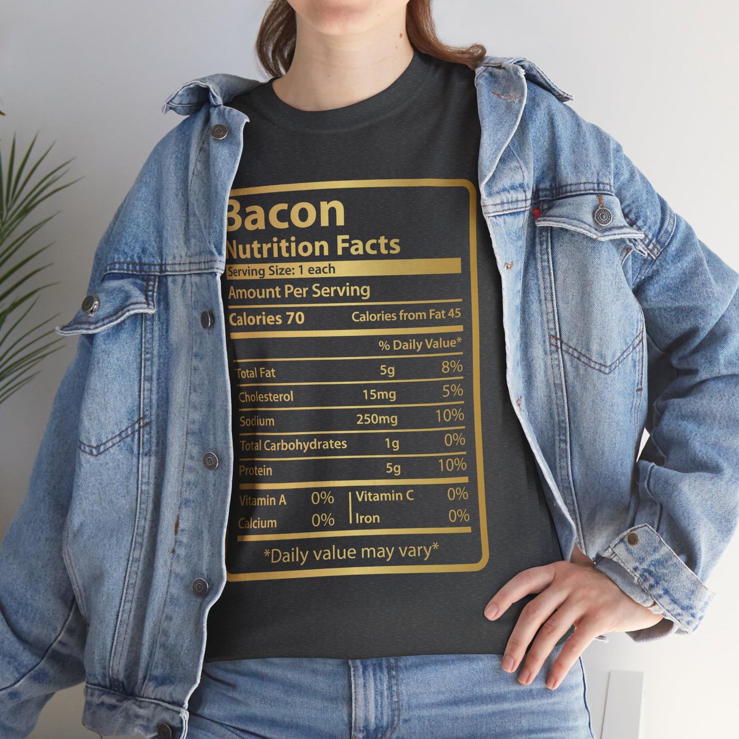 Funny Bacon Nutrition Facts Tee for Thanksgiving Christmas