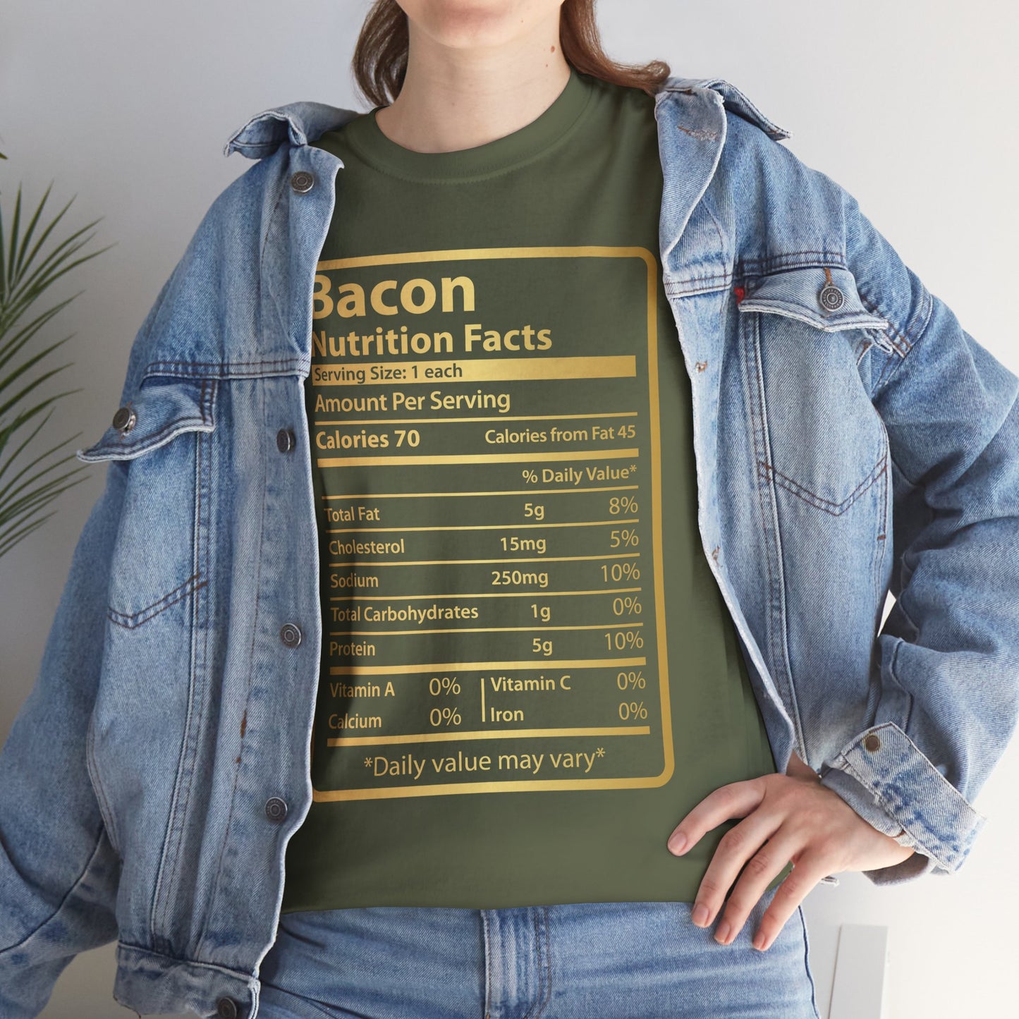 Funny Bacon Nutrition Facts Tee for Thanksgiving Christmas