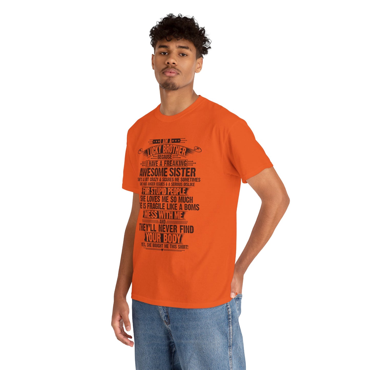 I Am A Lucky Brother Christmas Gift For Brother From Sister T-Shirt