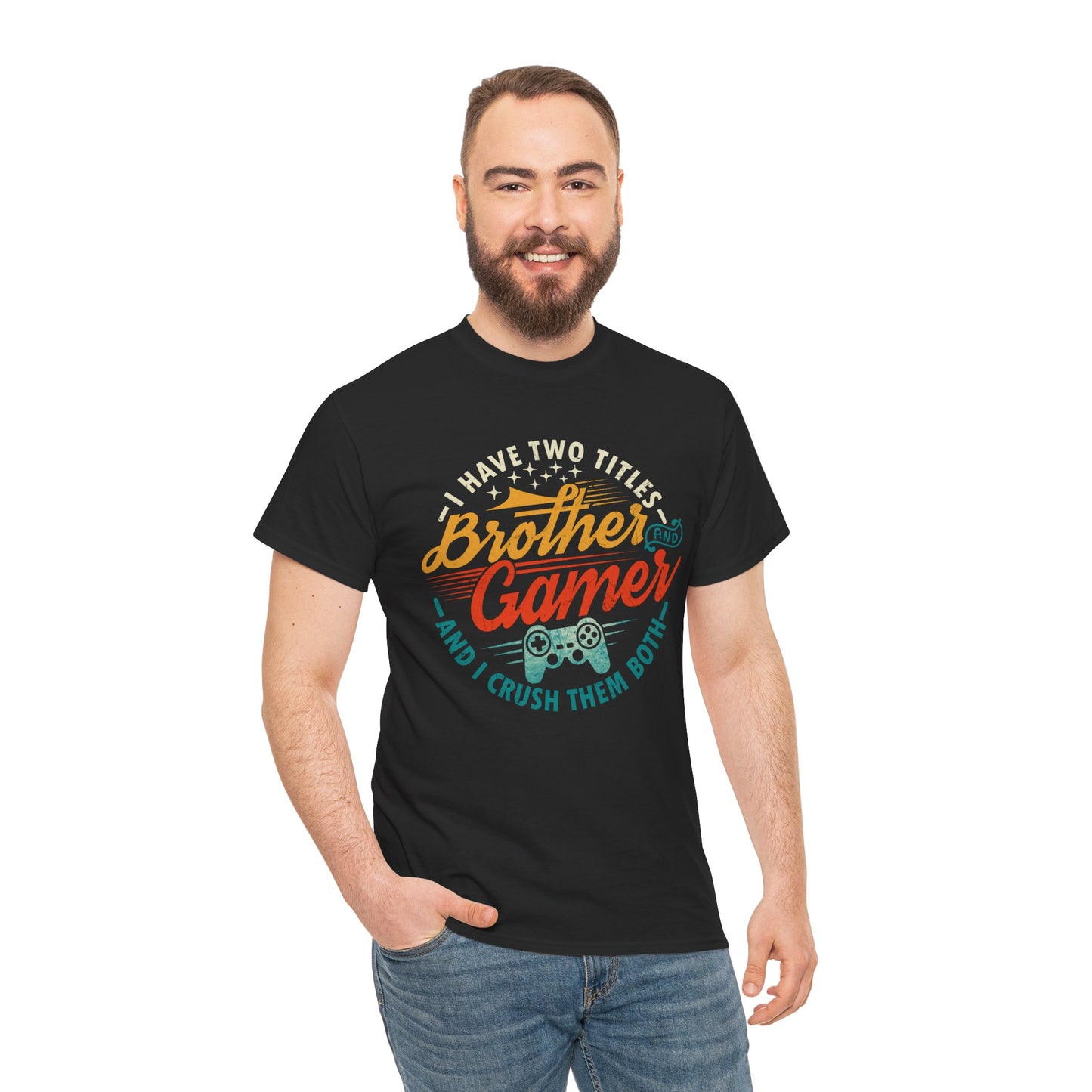 Funny Gamer Vintage Unisex Tee - I Have Two Titles Brother and Gamer Gift