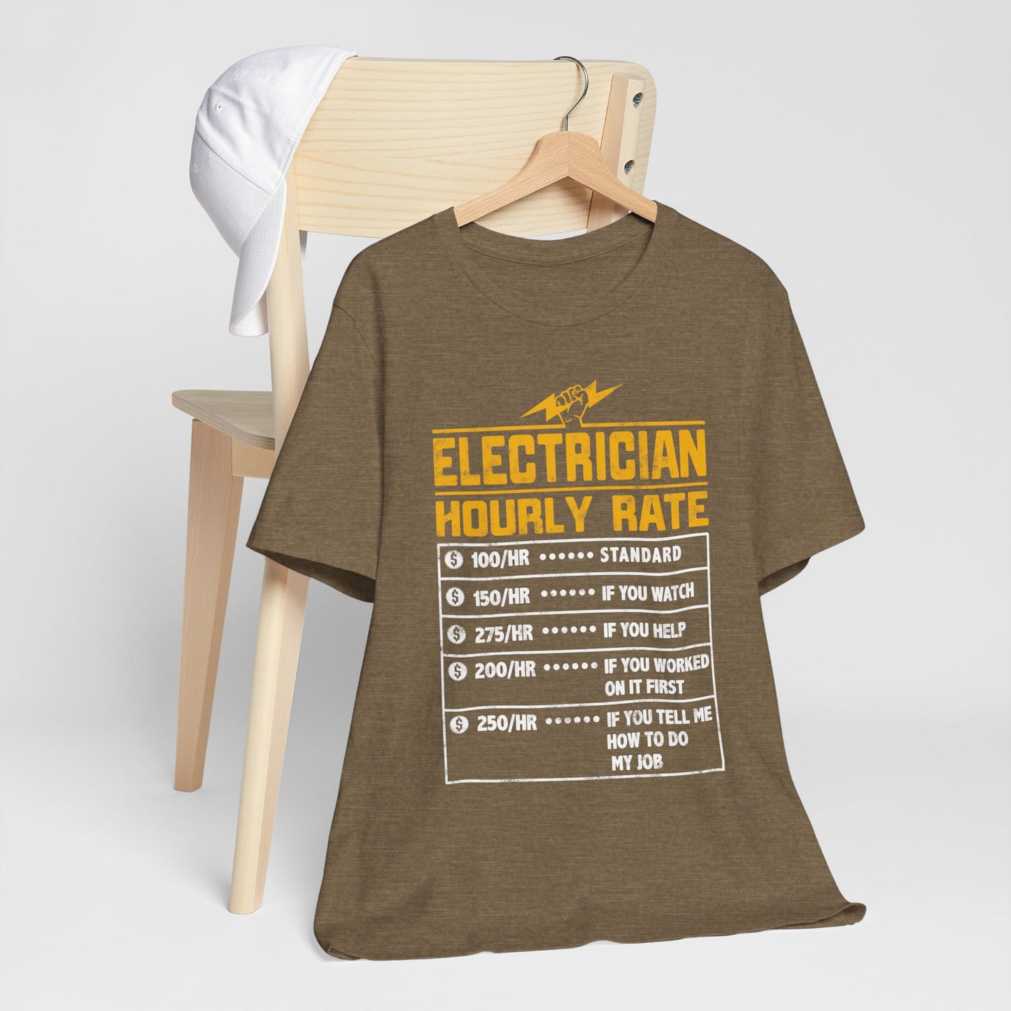 Funny Electrician Hourly Rate Gifts for Electrician Unisex Jersey Short Sleeve Tee