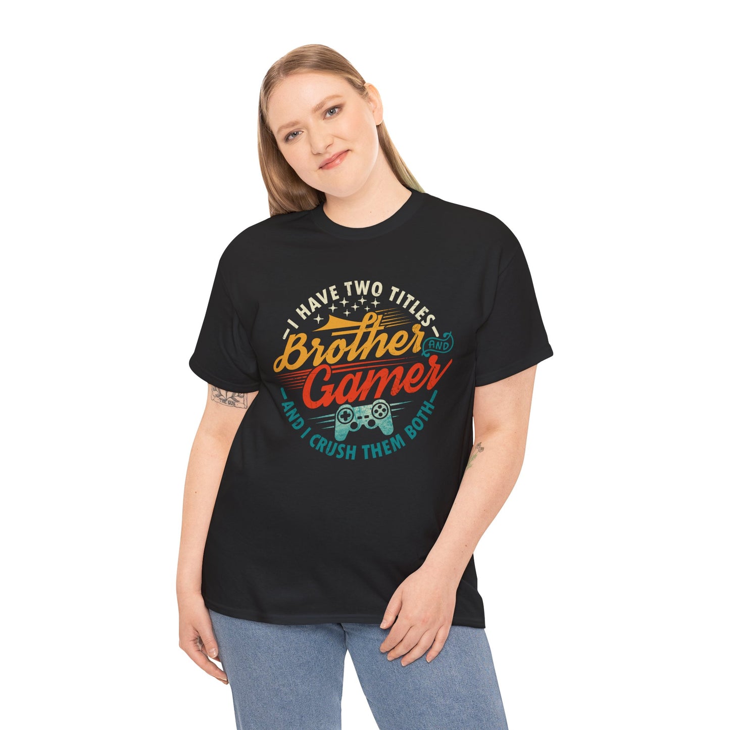Funny Gamer Vintage Unisex Tee - I Have Two Titles Brother and Gamer Gift