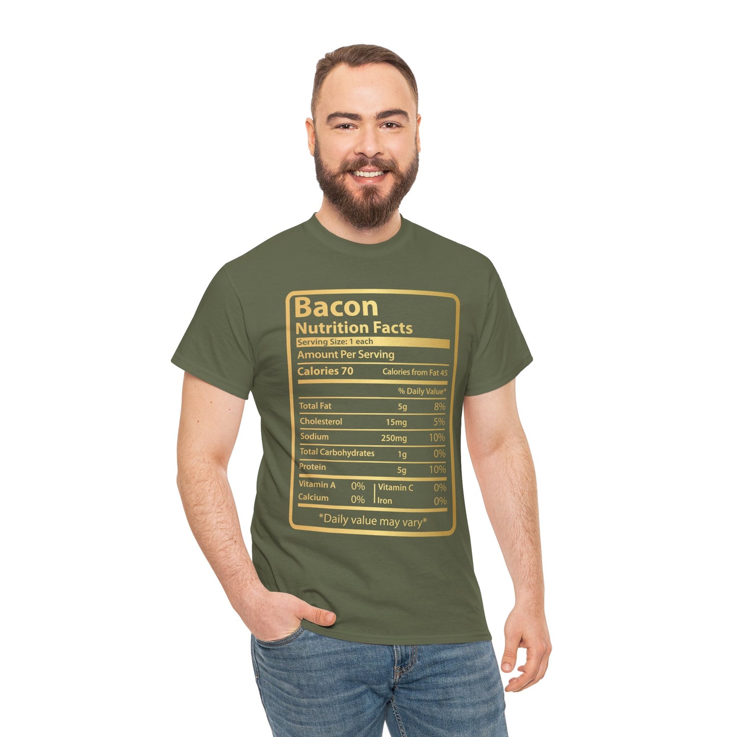 Funny Bacon Nutrition Facts Tee for Thanksgiving Christmas