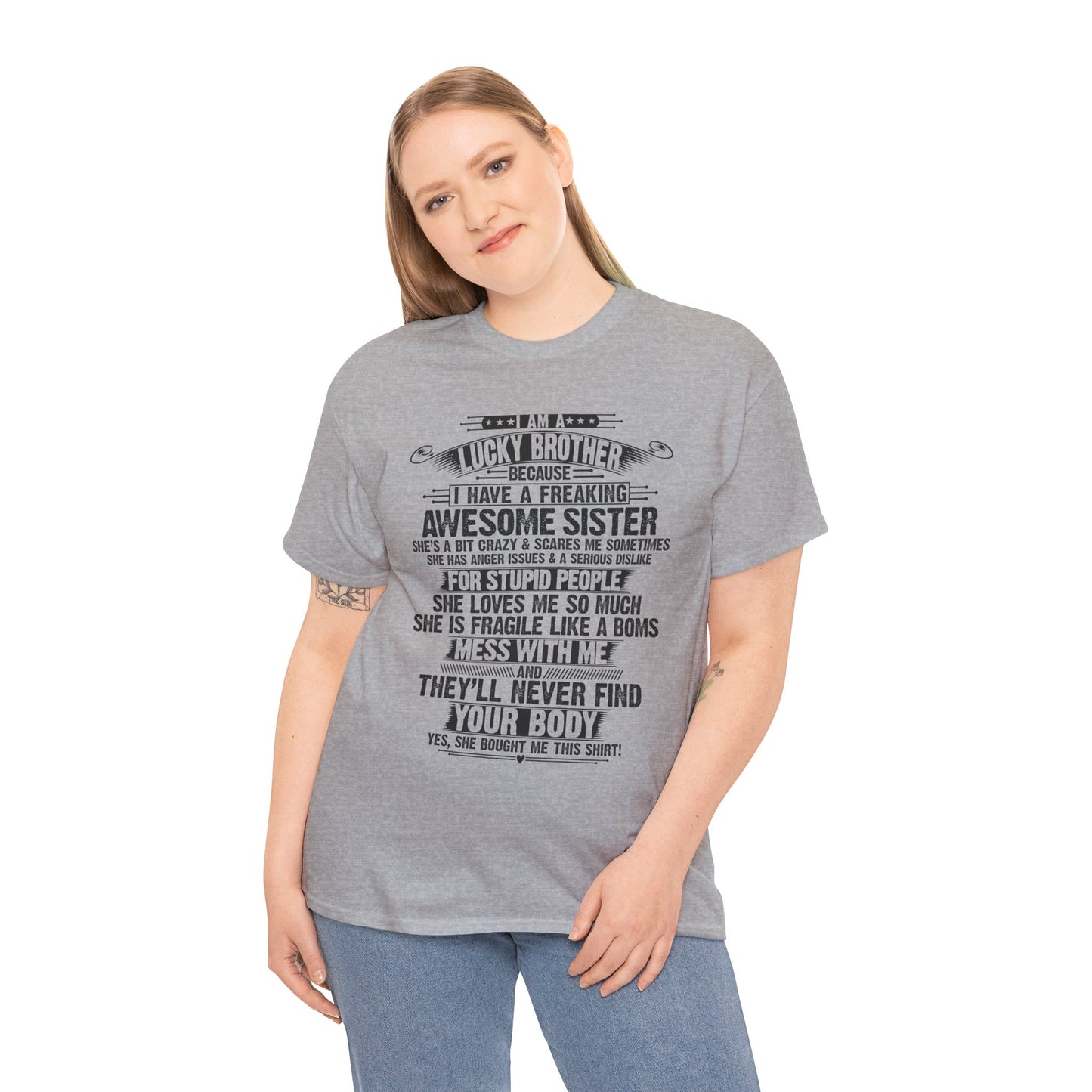 I Am A Lucky Brother Christmas Gift For Brother From Sister T-Shirt