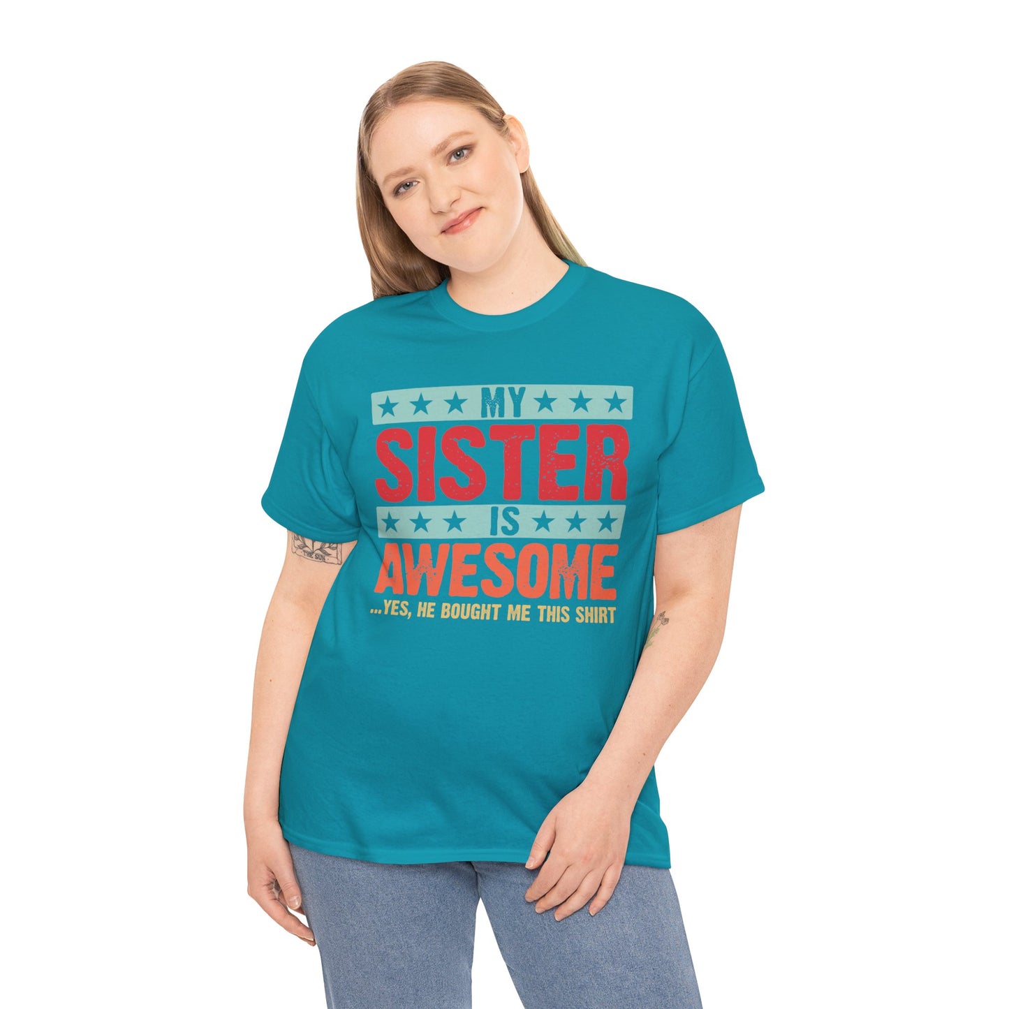 Retro Style My Sister is Awesome Funny Sister Lovers Brother Gift T-Shirt