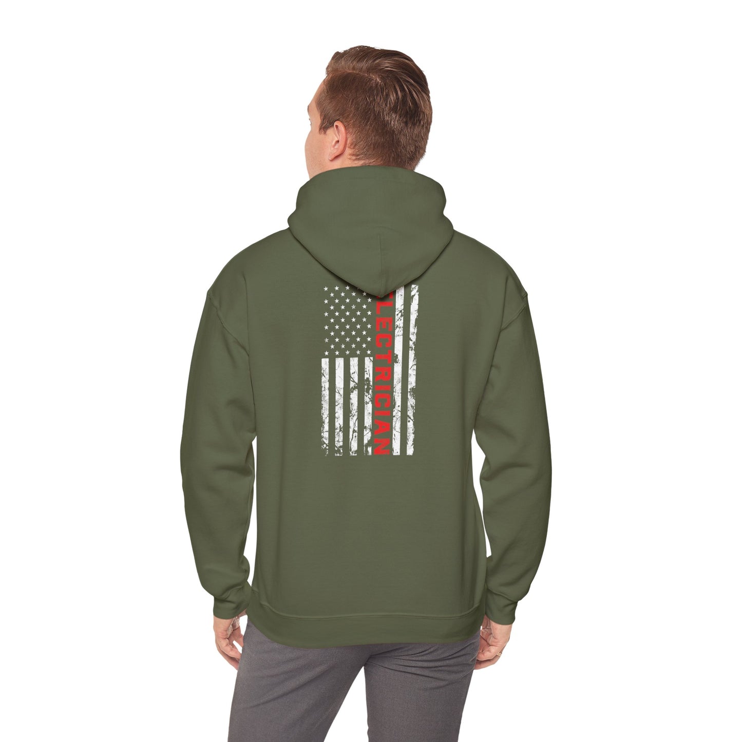Patriotic Electrician Dad American Flag Fathers Day Gifts Unisex Hooded Sweatshirt