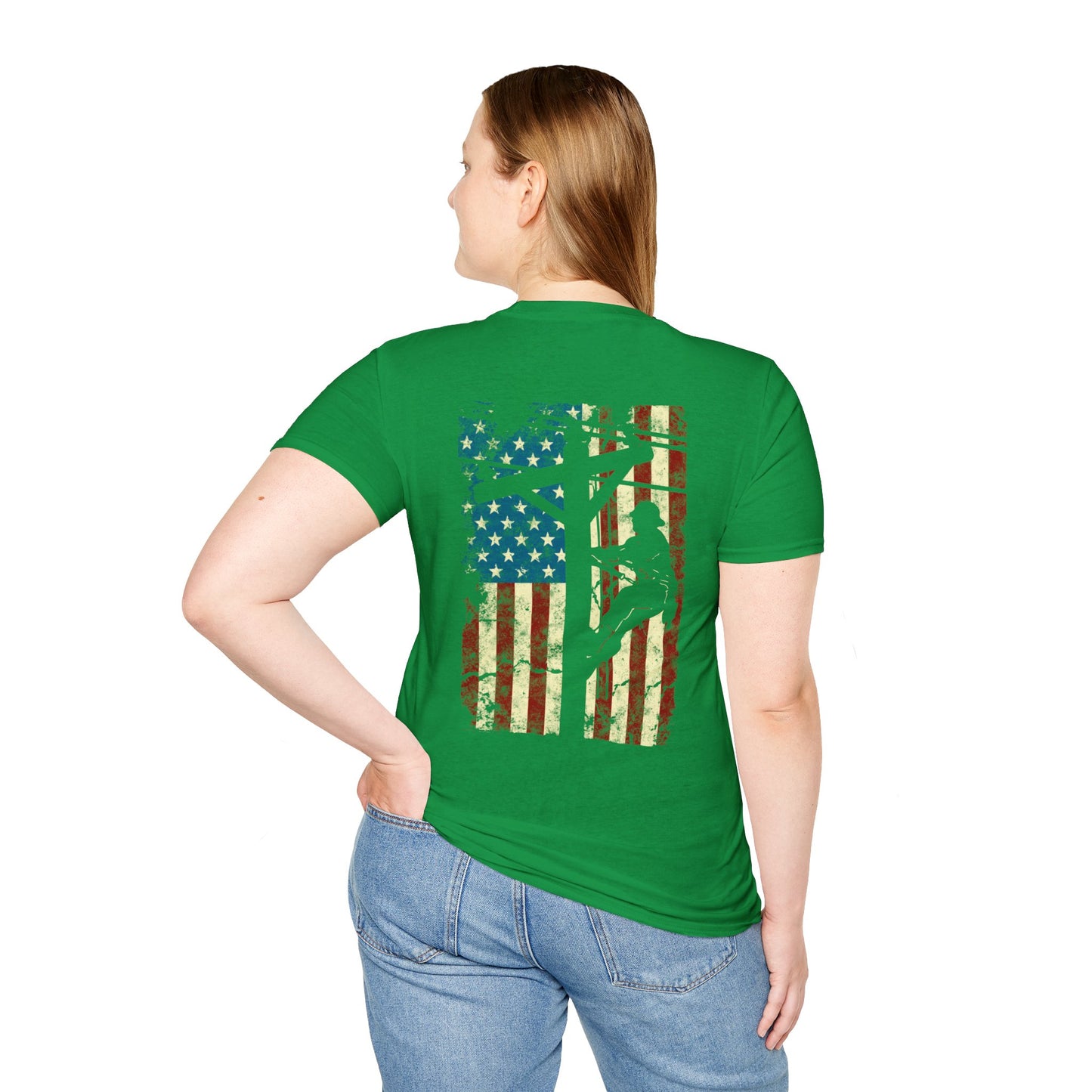 Electric Cable Lineman Distressed Patriotic American Flag Gift