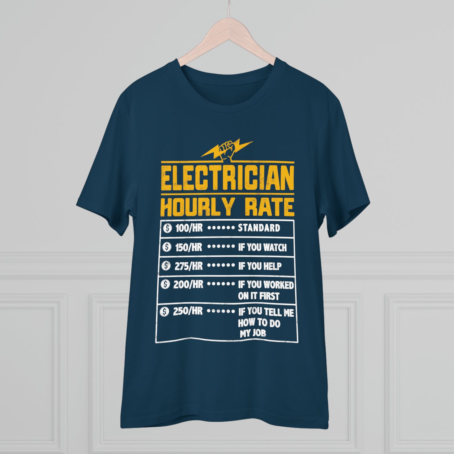 Funny Electrician Hourly Rate gifts for Electrician Organic Creator T-shirt - Unisex