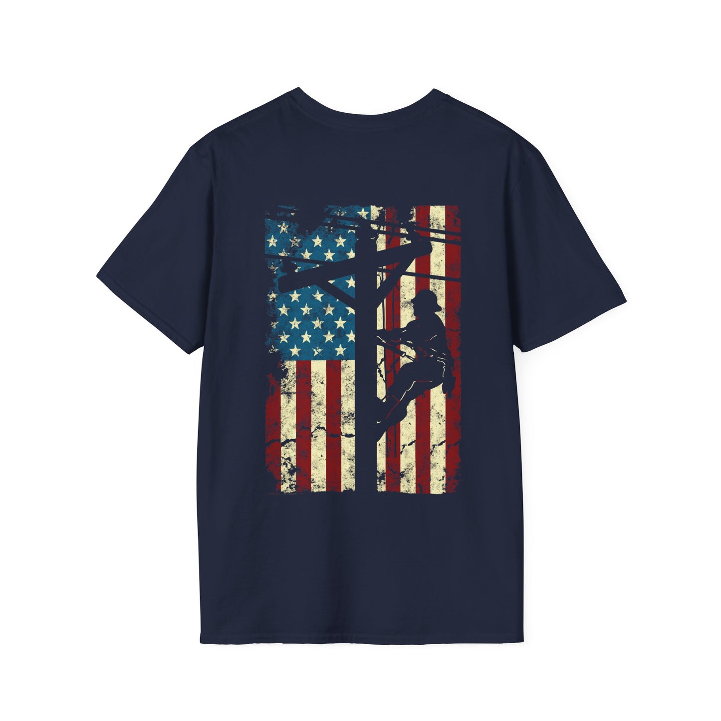 Electric Cable Lineman Distressed Patriotic American Flag Gift