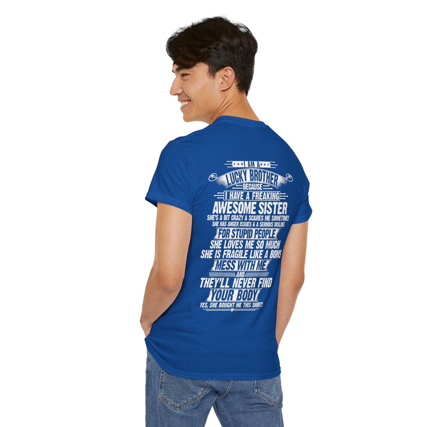 I Am A Lucky Brother Christmas Gift For Brother Unisex Heavy Cotton Tee