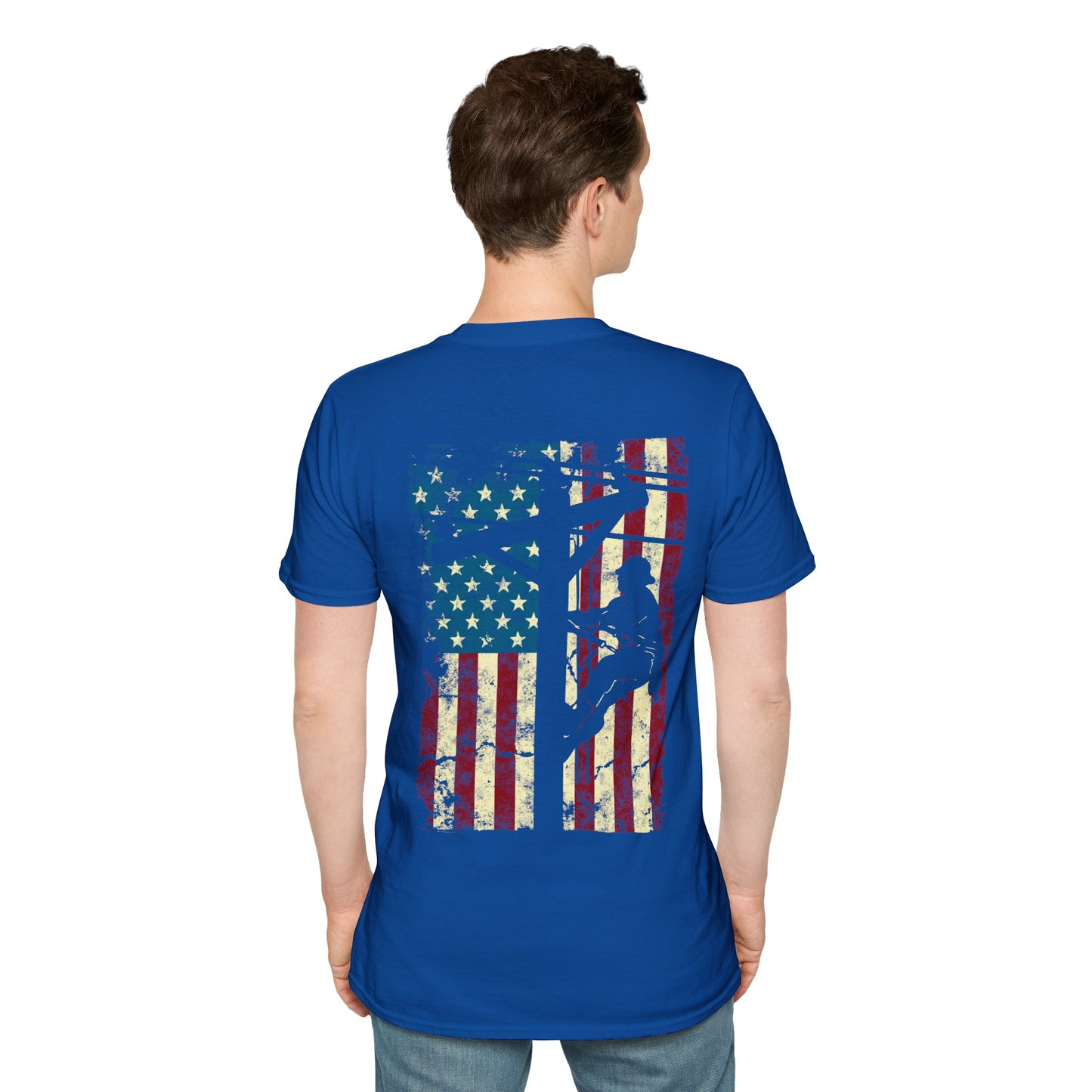 Electric Cable Lineman Distressed Patriotic American Flag Gift